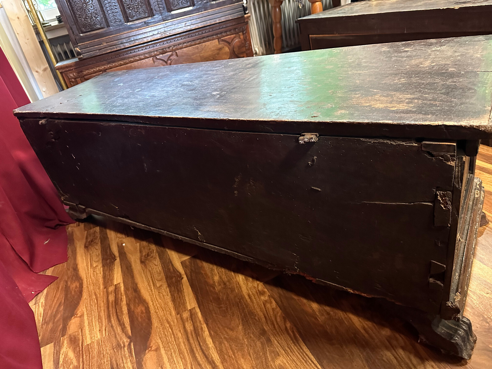 ANTIKE RENAISSANCE TRUHE 17/18 TES JHDT NUSSBAUM MASSIV – Bild 15