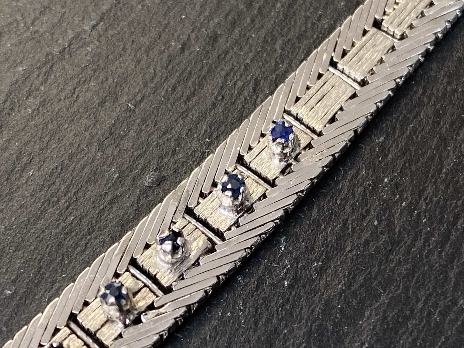 ARMBAND PLATT 835 SILBER SAPHIR SAPHIRE ROSENSCHLIFF 0,34CT – Bild 5