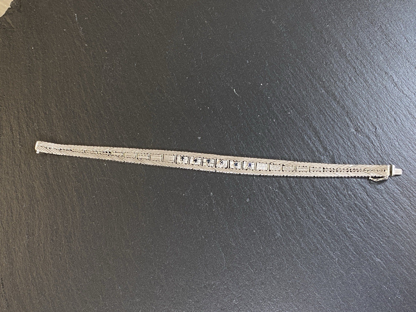 ARMBAND PLATT 835 SILBER SAPHIR SAPHIRE ROSENSCHLIFF 0,34CT – Bild 8