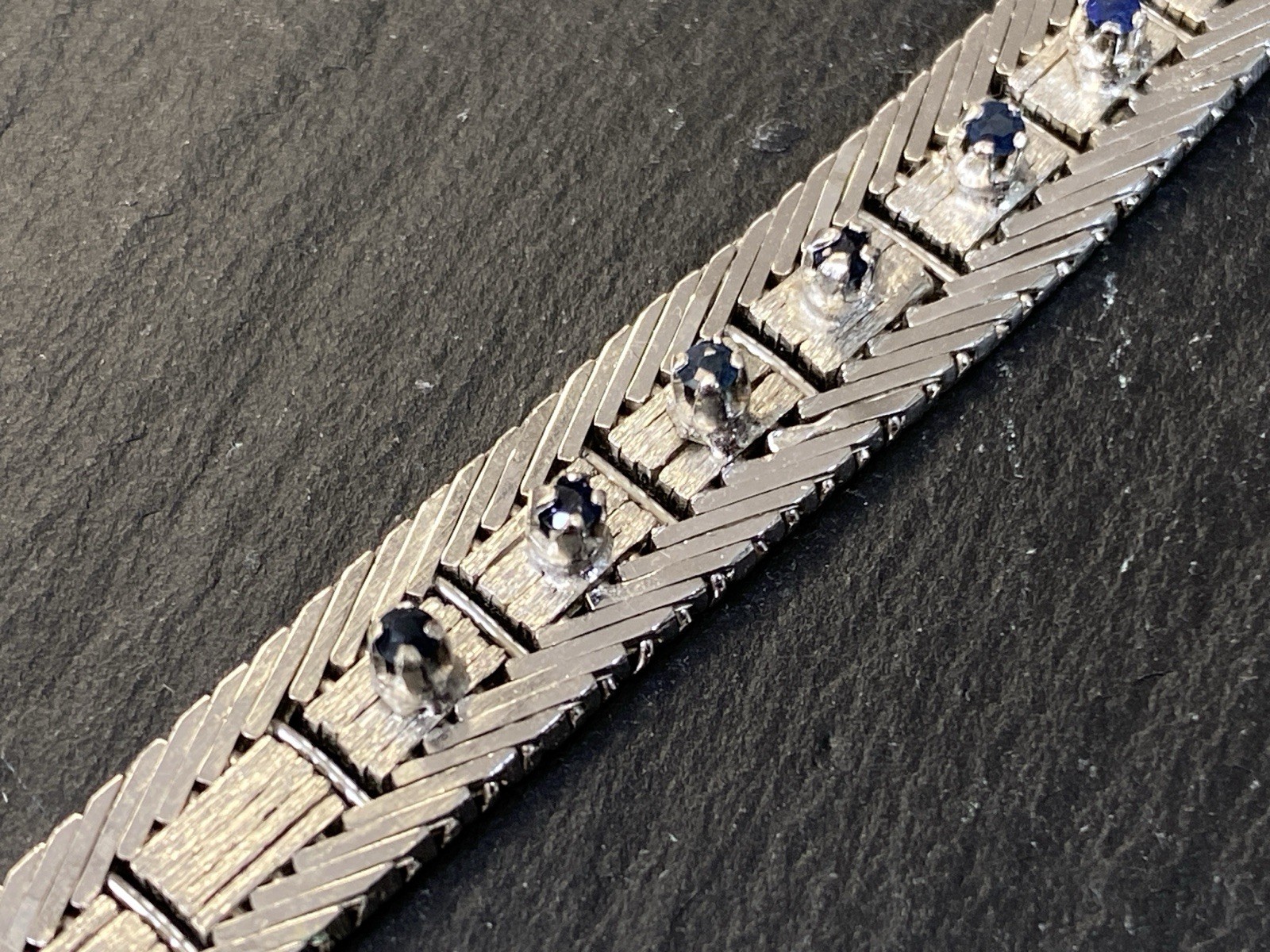 ARMBAND PLATT 835 SILBER SAPHIR SAPHIRE ROSENSCHLIFF 0,34CT