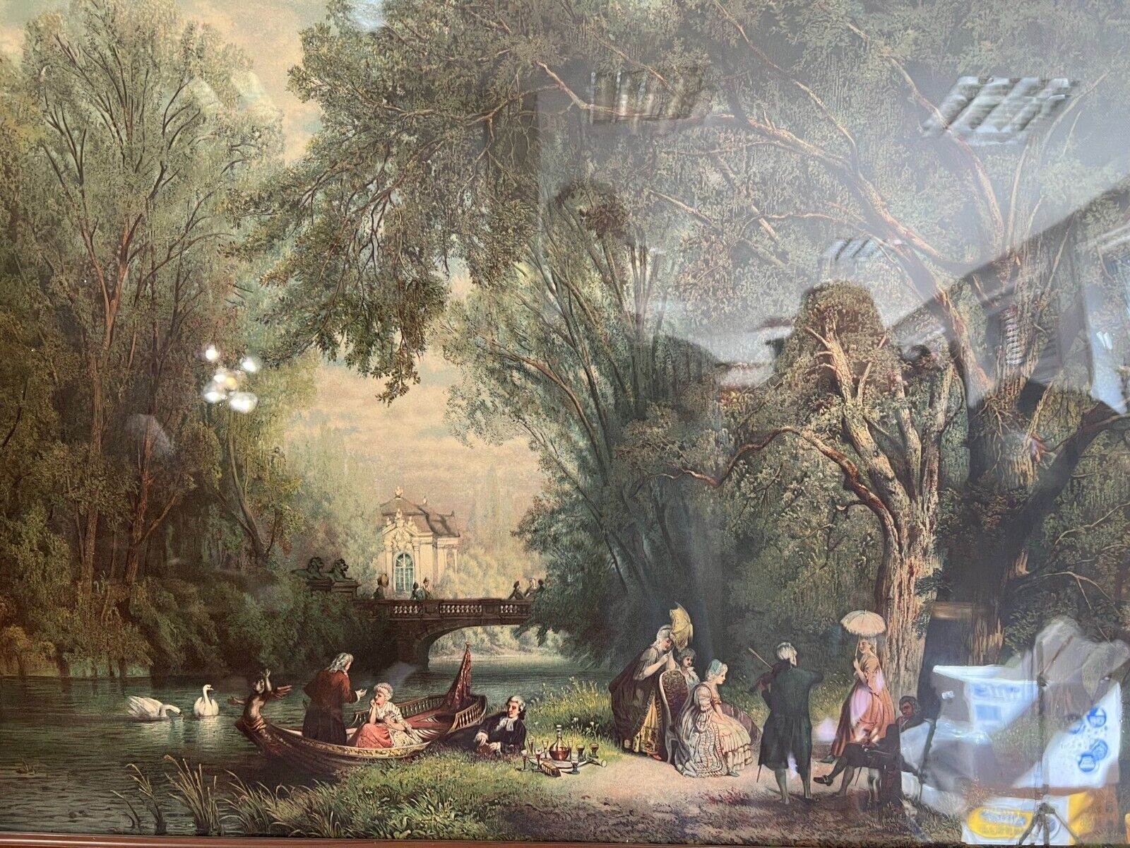 GALANTE BAROCKE SZENERIE PRUNKRAHMEN DRUCK PERSONEN LANDSCHAFT 107x82cm – Bild 3