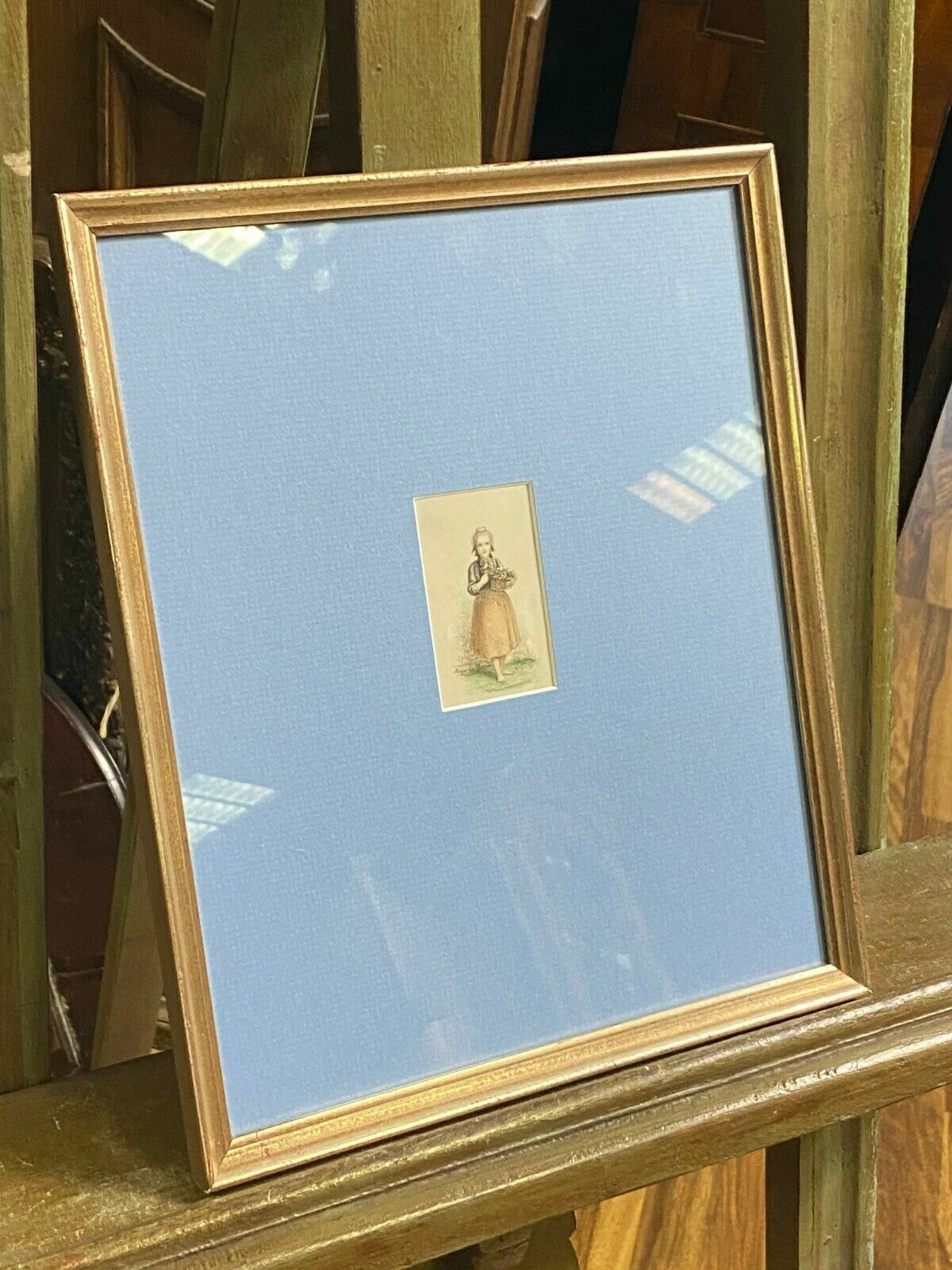Johann Georg MEYER VON BREMEN ZEICHNUNG AQUARELL MÄDCHEN MIT BLUMENKORB – Bild 5