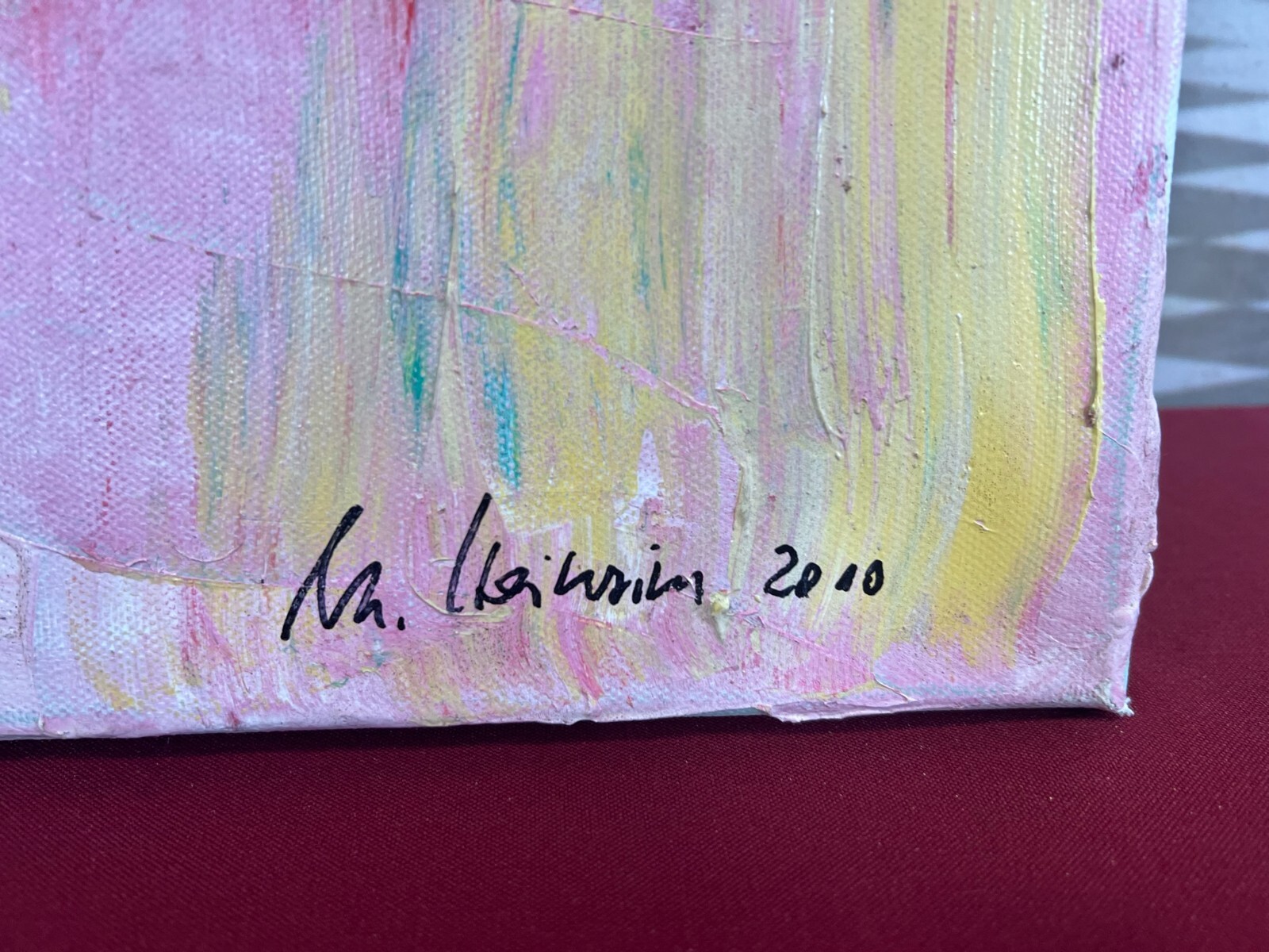 MODERNES ÖLGEMÄLDE AUF LEINWAND SIGNIERT ABSTRAKTE BLUMEN WIESE 50x70cm – Bild 11