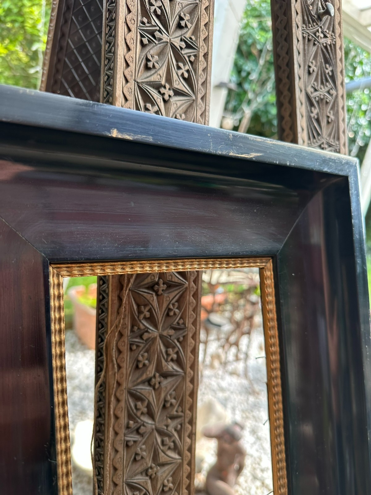 ANTIKER RAHMEN KLAVIERLACKRAHMEN SCHWARZ 31x40cm FALZ 15,3x24,7cm – Bild 5