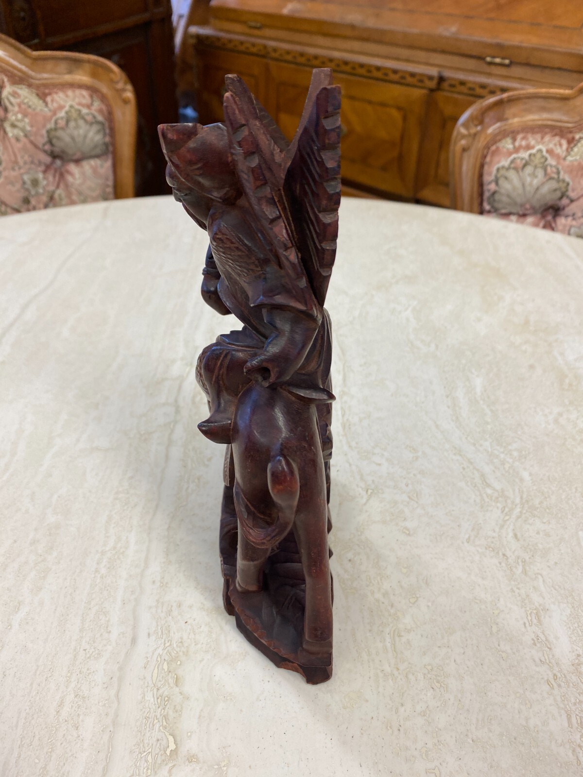 CHINA SKULPTUR AUS HOLZ MANN AUF PFERD 21cm HOCH – Bild 7