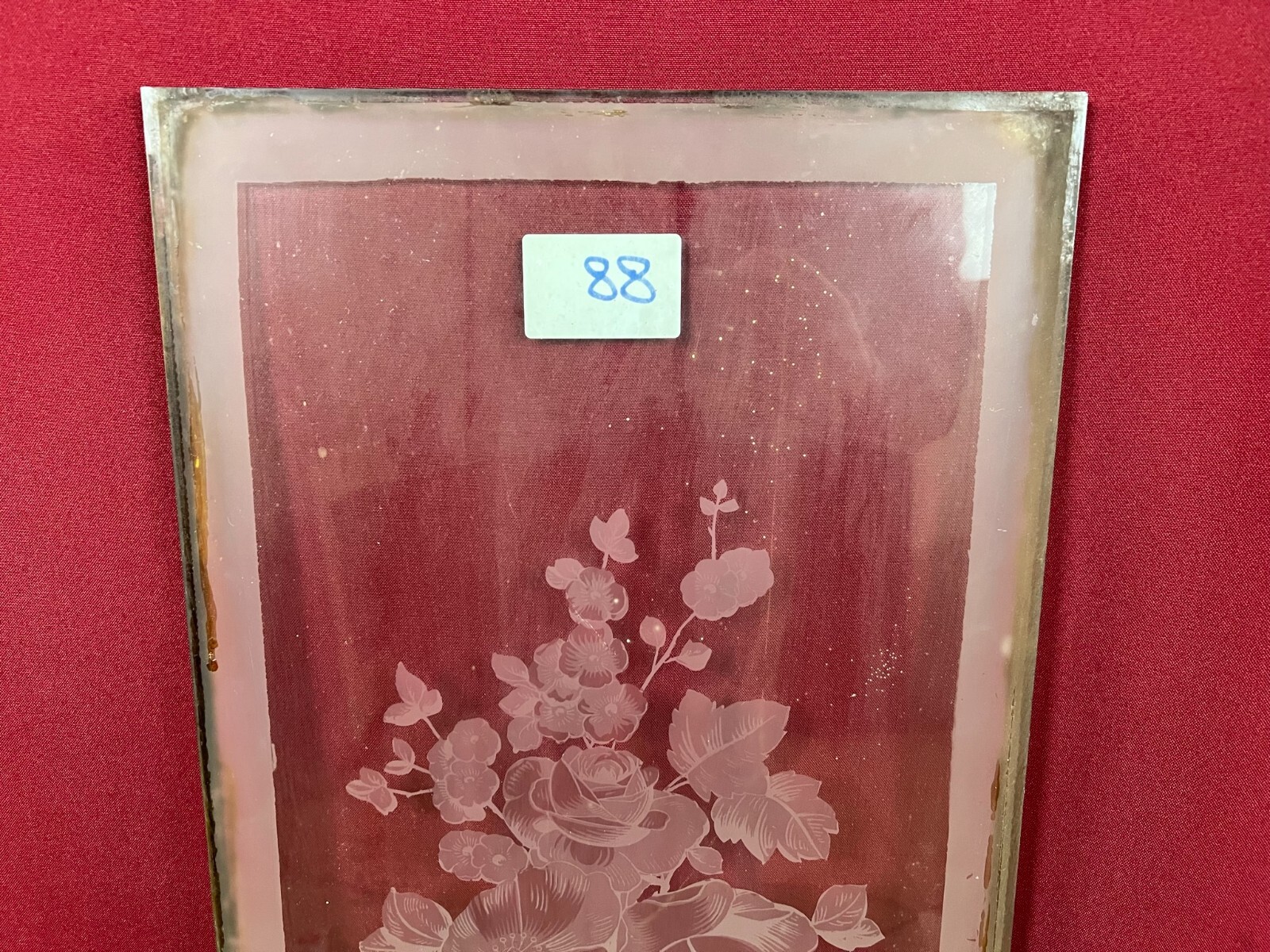 ANTIKE GLASSCHEIBE HISTORISMUS ORIGINAL UM 1880 AMPHORE BLUMEN 30,4x104,7cm – Bild 4
