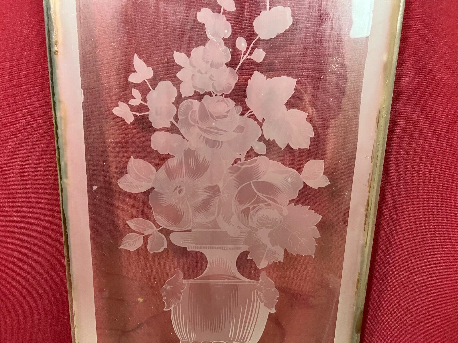 ANTIKE GLASSCHEIBE HISTORISMUS ORIGINAL UM 1880 AMPHORE BLUMEN 30,4x104,7cm – Bild 5