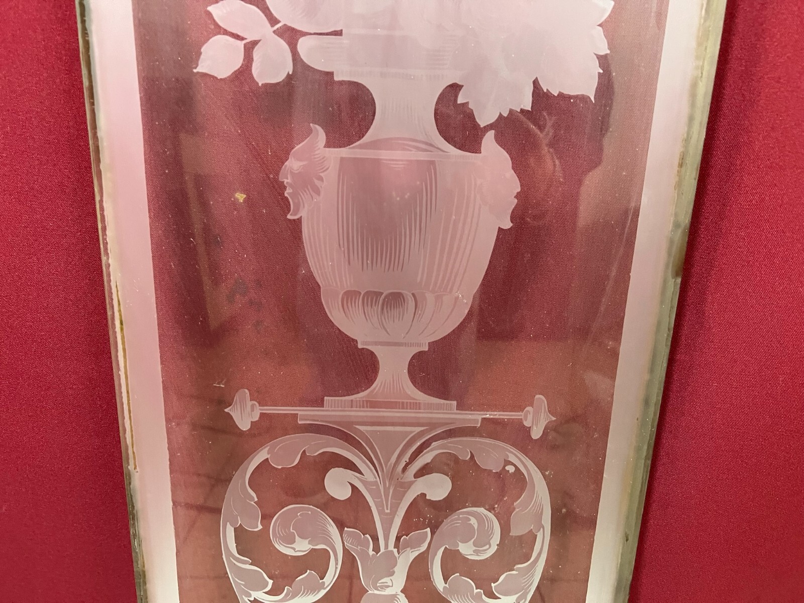 ANTIKE GLASSCHEIBE HISTORISMUS ORIGINAL UM 1880 AMPHORE BLUMEN 30,4x104,7cm – Bild 6