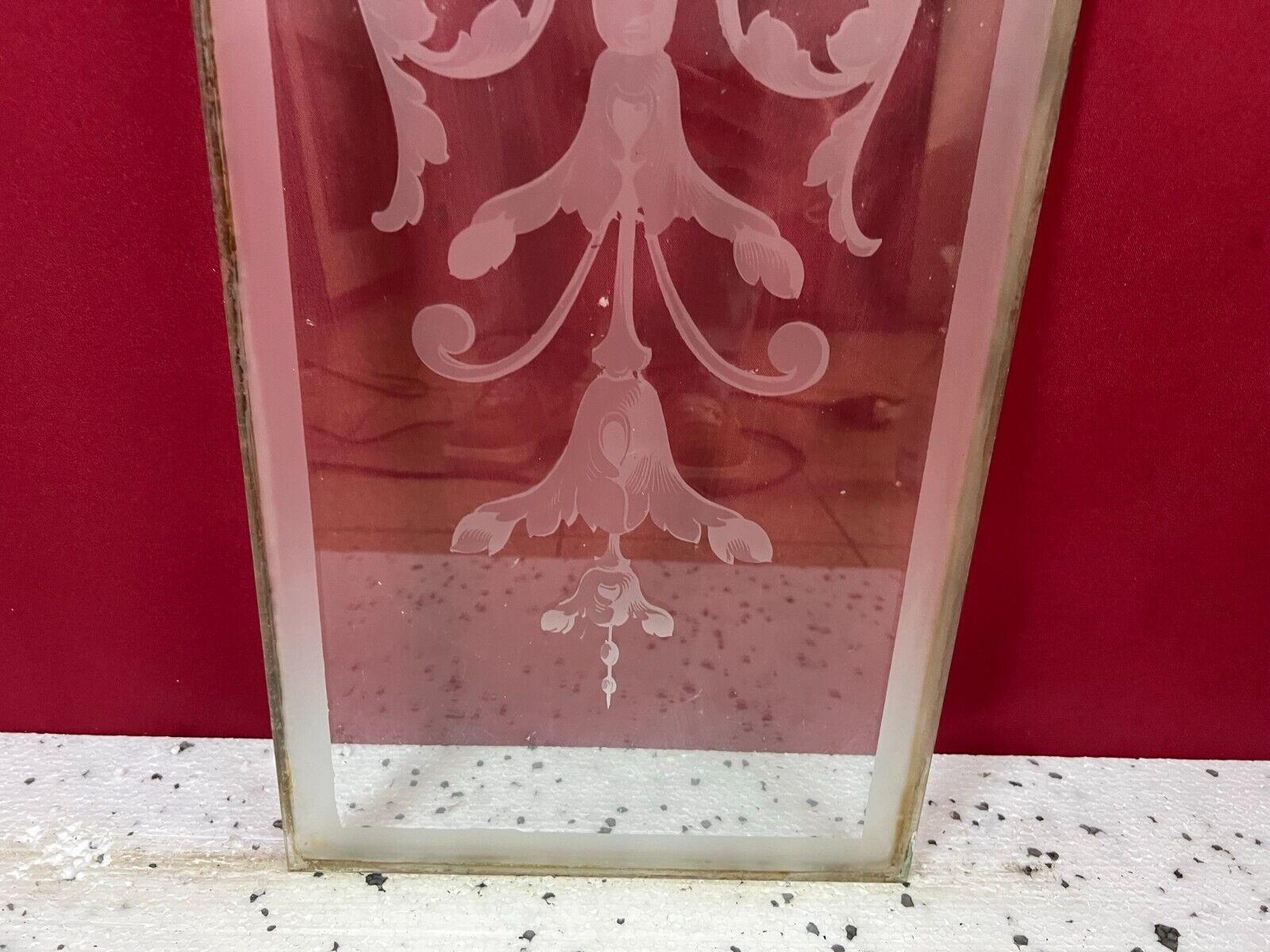 ANTIKE GLASSCHEIBE HISTORISMUS ORIGINAL UM 1880 AMPHORE BLUMEN 30,4x104,7cm – Bild 7
