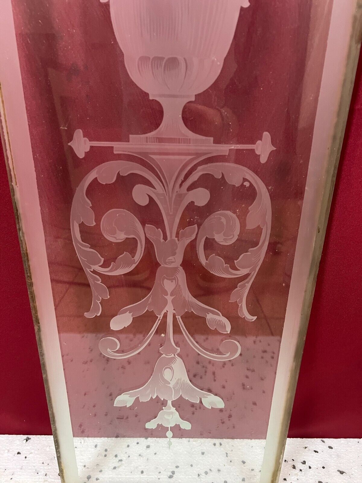 ANTIKE GLASSCHEIBE HISTORISMUS ORIGINAL UM 1880 AMPHORE BLUMEN 30,4x104,7cm – Bild 9