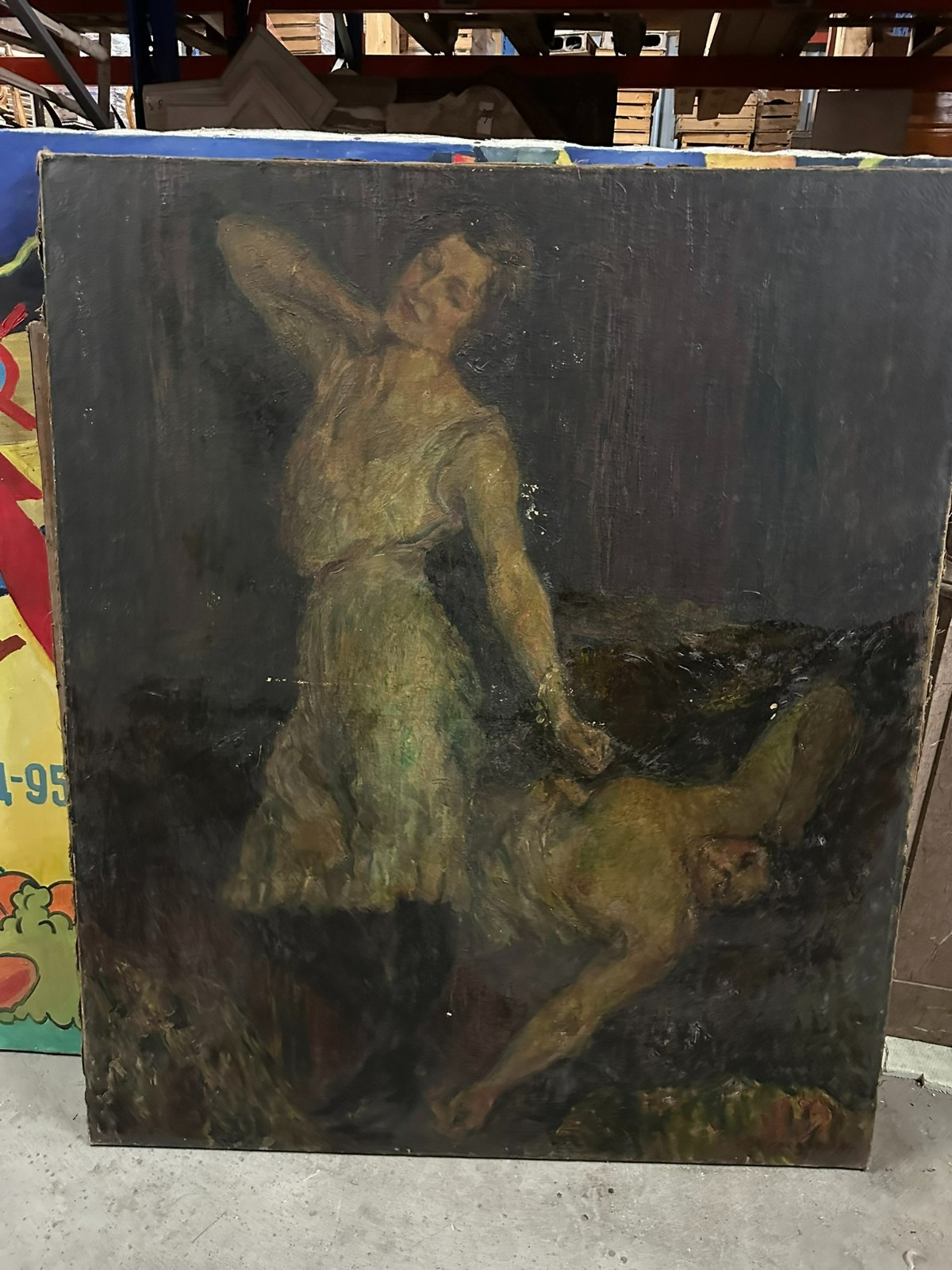 117x150cm GROSSES ÖLGEMÄLDE JUGENDSTIL UM 1900 AKT EROTIK FRAUEN PORTRAITS – Bild 3