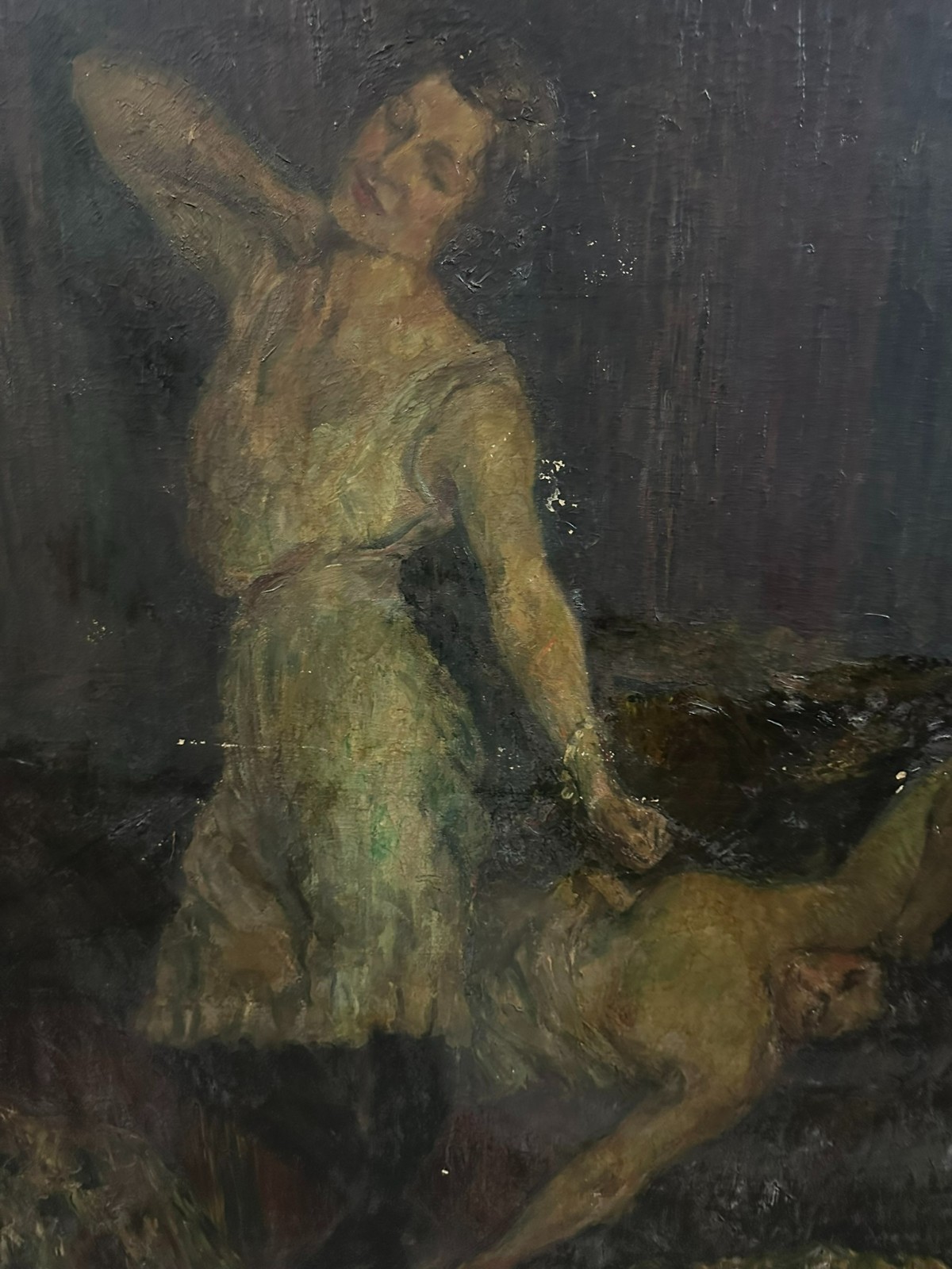 117x150cm GROSSES ÖLGEMÄLDE JUGENDSTIL UM 1900 AKT EROTIK FRAUEN PORTRAITS
