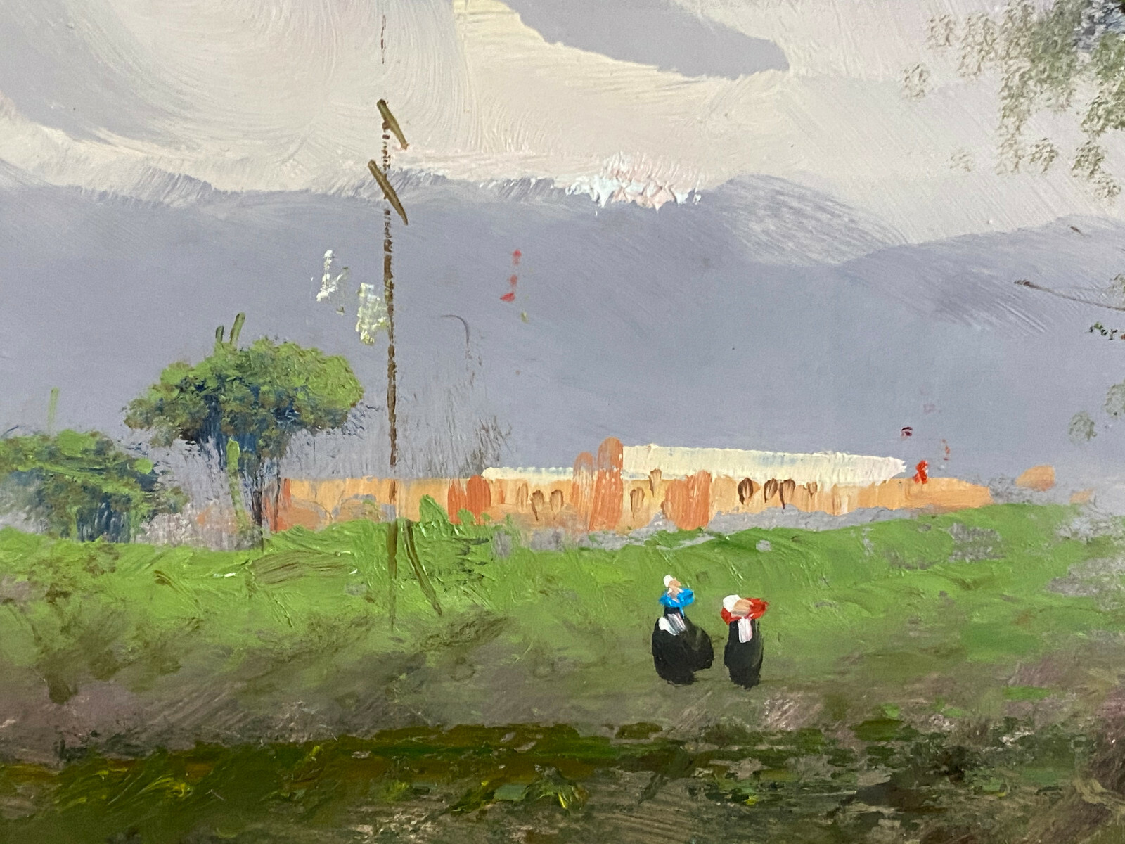 ÖL GEMÄLDE LANDSCHAFT MIT PERSONEN STAFFAGE SIGNIERT E. CANO ABMESSUNGEN 82x53cm – Bild 8