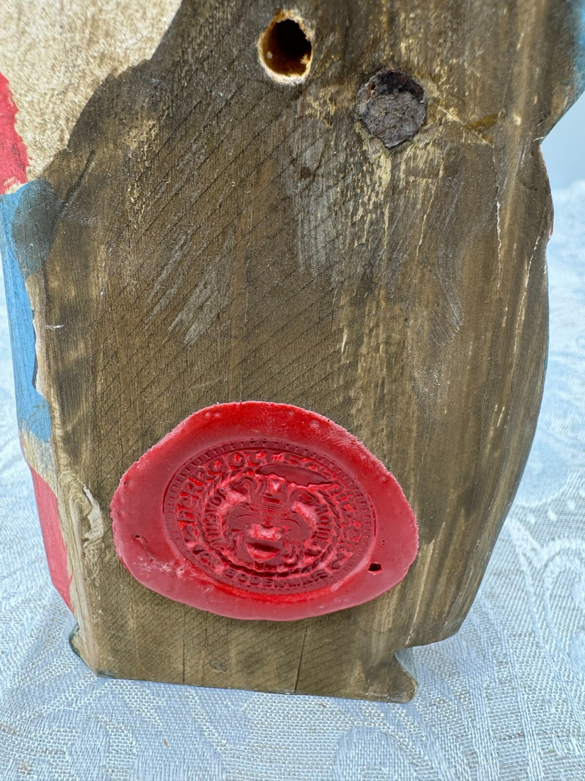 ALTE VINTAGE HEILIGENFIGUR 23cm HOLZ HEILIGE MARIA JESUS NACH ANTIKEM VORBILD – Bild 13