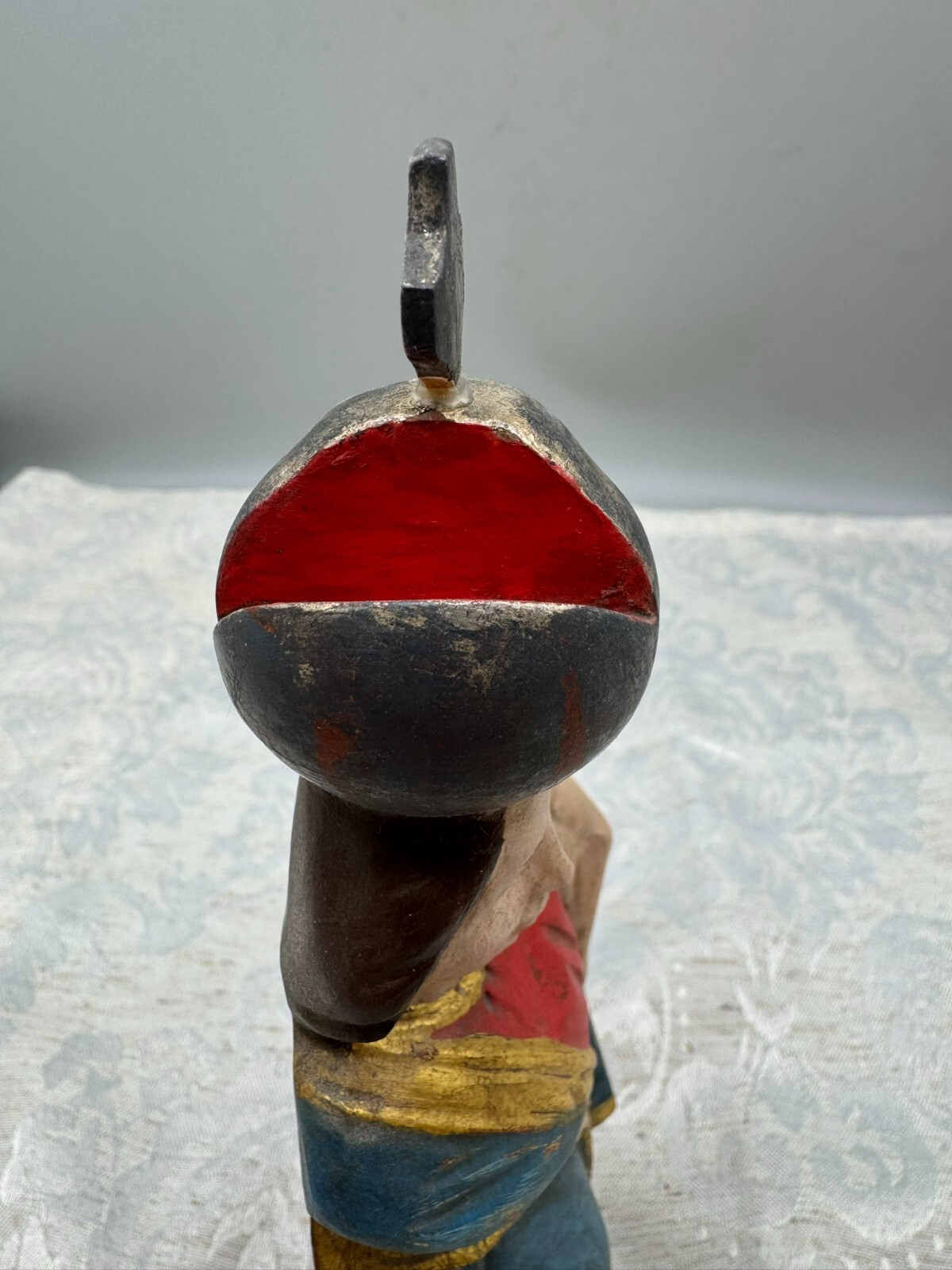 ALTE VINTAGE HEILIGENFIGUR 23cm HOLZ HEILIGE MARIA JESUS NACH ANTIKEM VORBILD – Bild 7