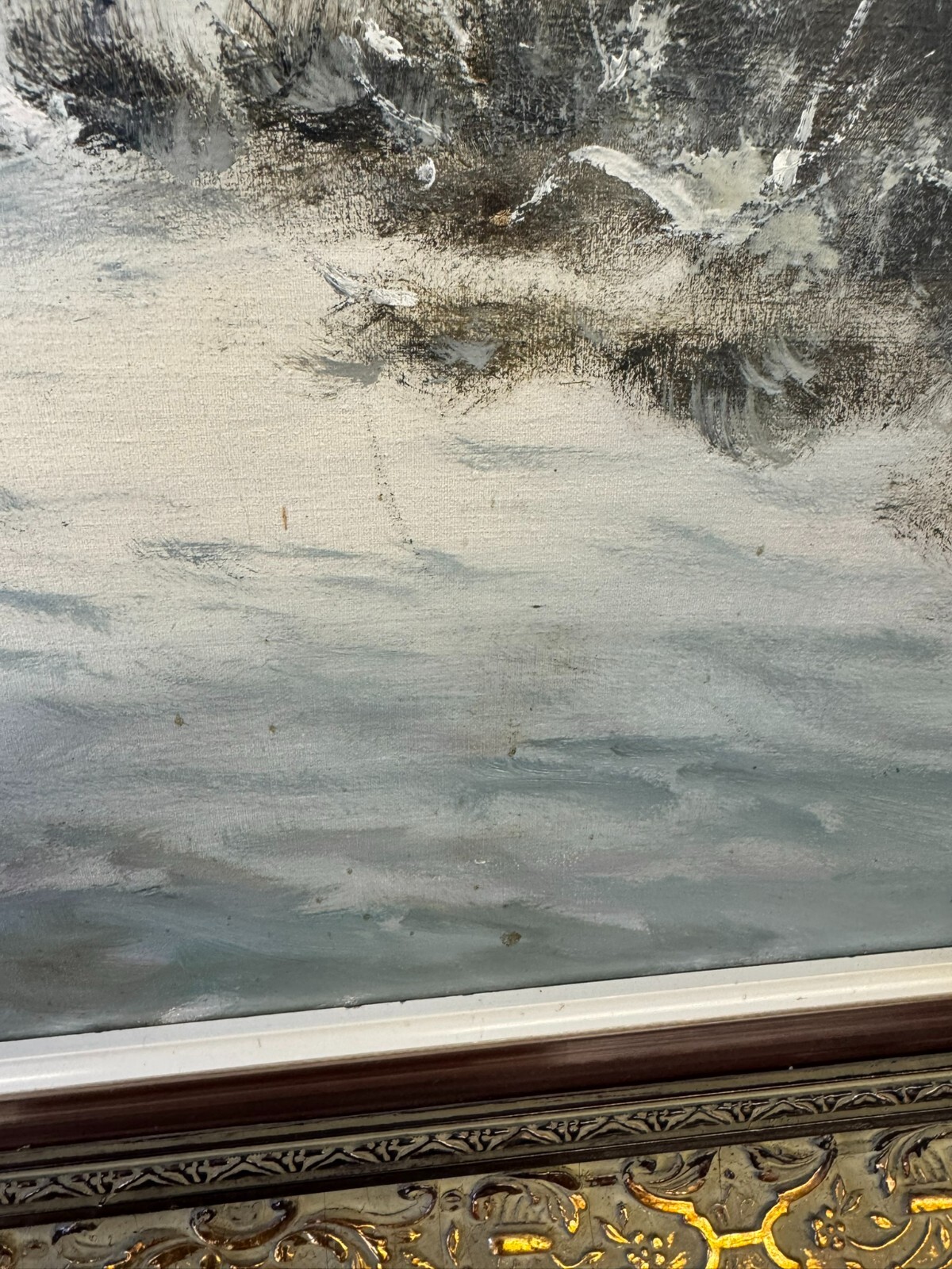 GROSSES ÖLGEMÄLDE IN PRUNKRAHMEN WILLUOW SIGNIERT TROJKA IN WINTER LANDSCHAFT – Bild 14