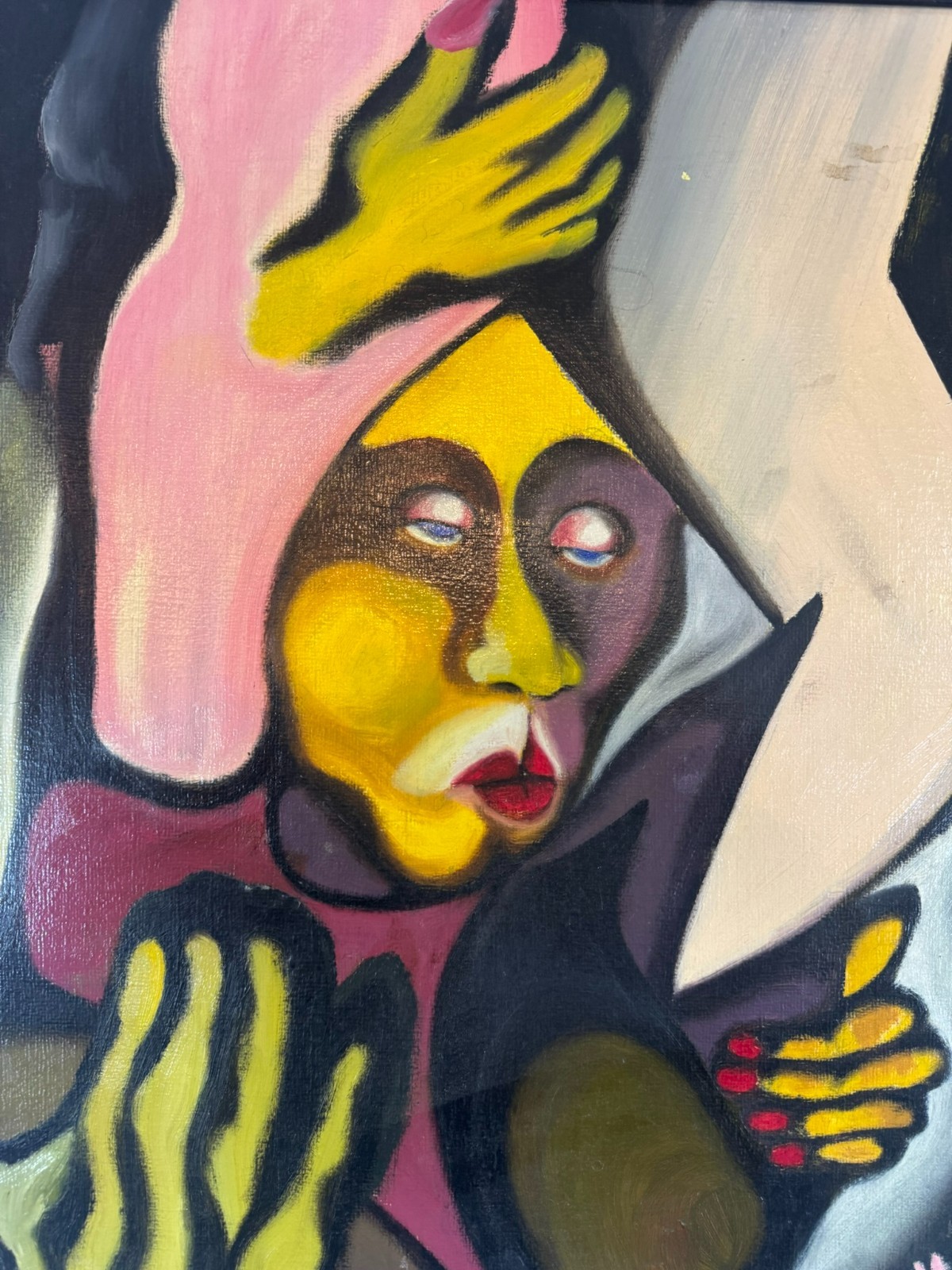 MODERNES GEMÄLDE PORTRAIT PERSONEN SIGNIERT HUBER 1980