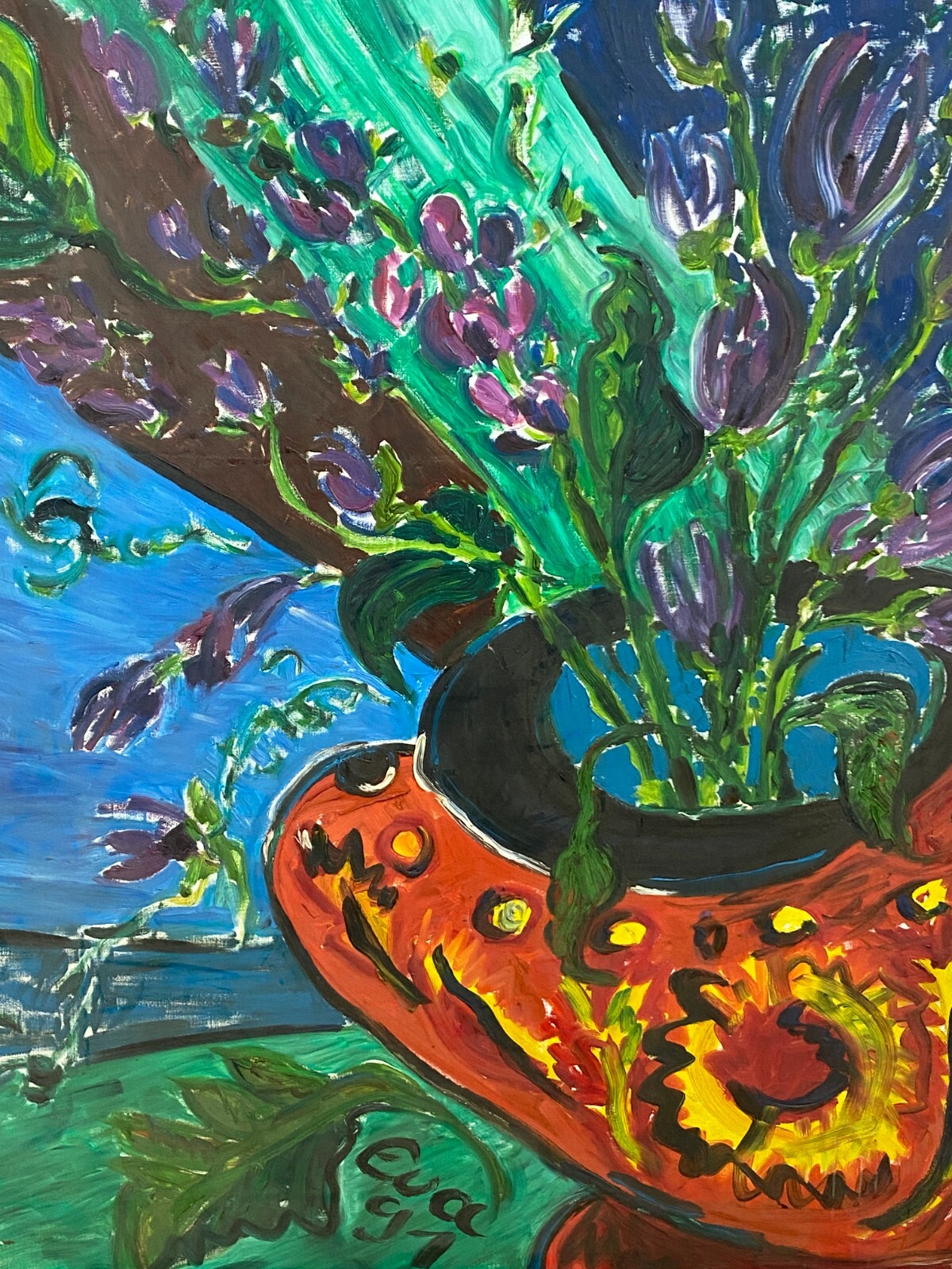 XXXL GEMÄLDE ACRYLGEMÄLDE AUF LEINWAND 120x150cm BLUMEN IN VASE MODERN