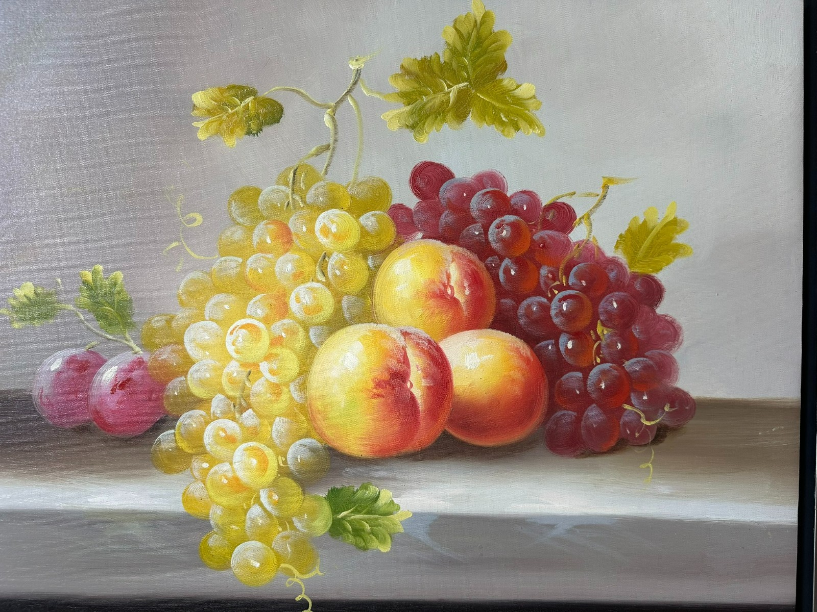 ÖLGEMÄLDE AUF LEINWAND GEMÄLDE OBST STILLLEBEN RAHMEN SIGNIERT