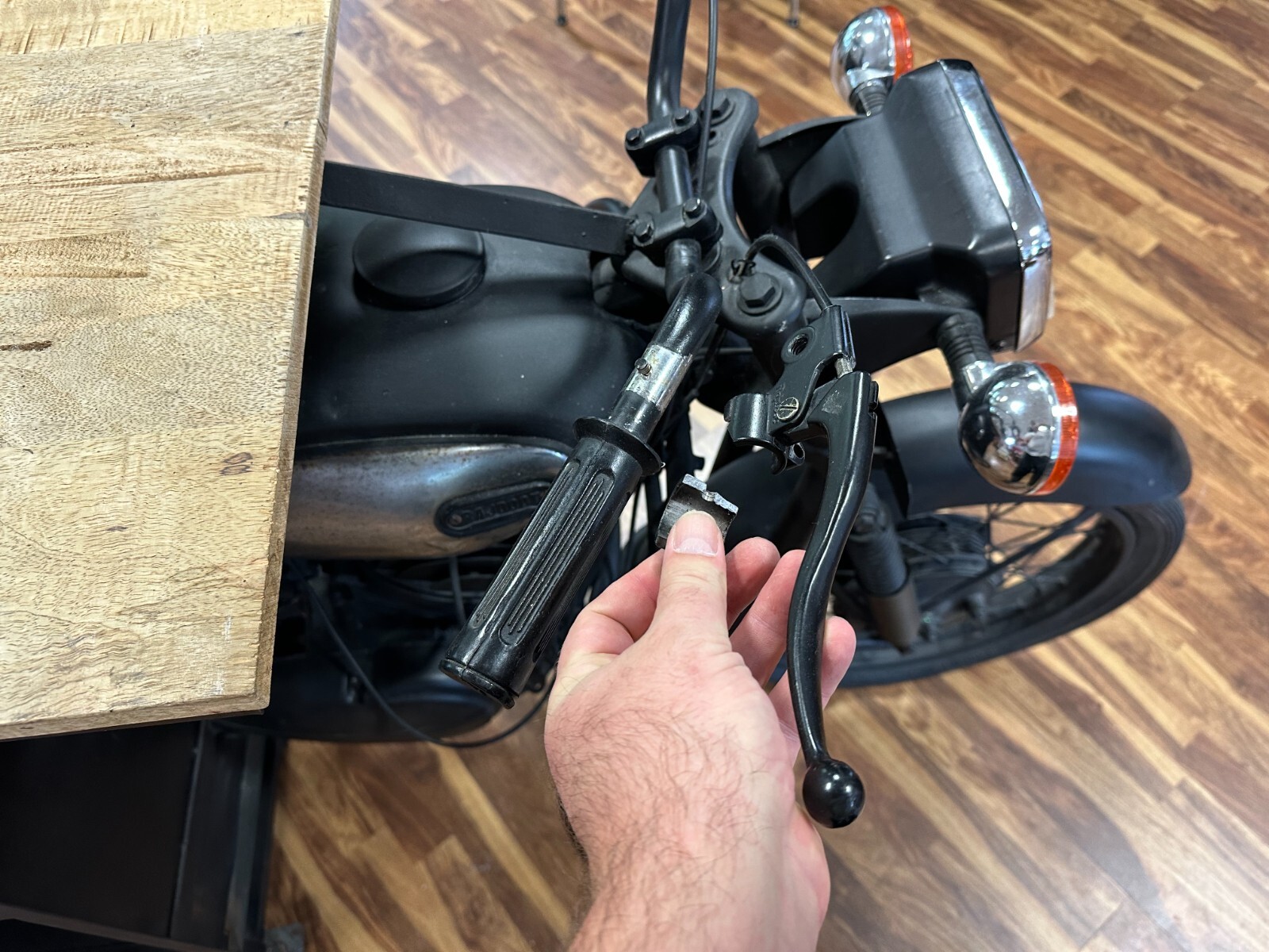 GROSSER MOBILER TRESEN ANTIKES MOTORRAD UMBAU EICHE PLATTE 285cm – Bild 13