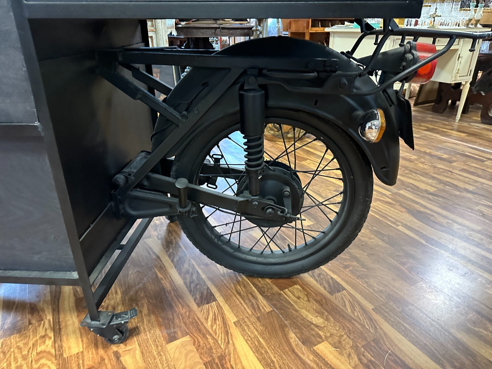 GROSSER MOBILER TRESEN ANTIKES MOTORRAD UMBAU EICHE PLATTE 285cm – Bild 7
