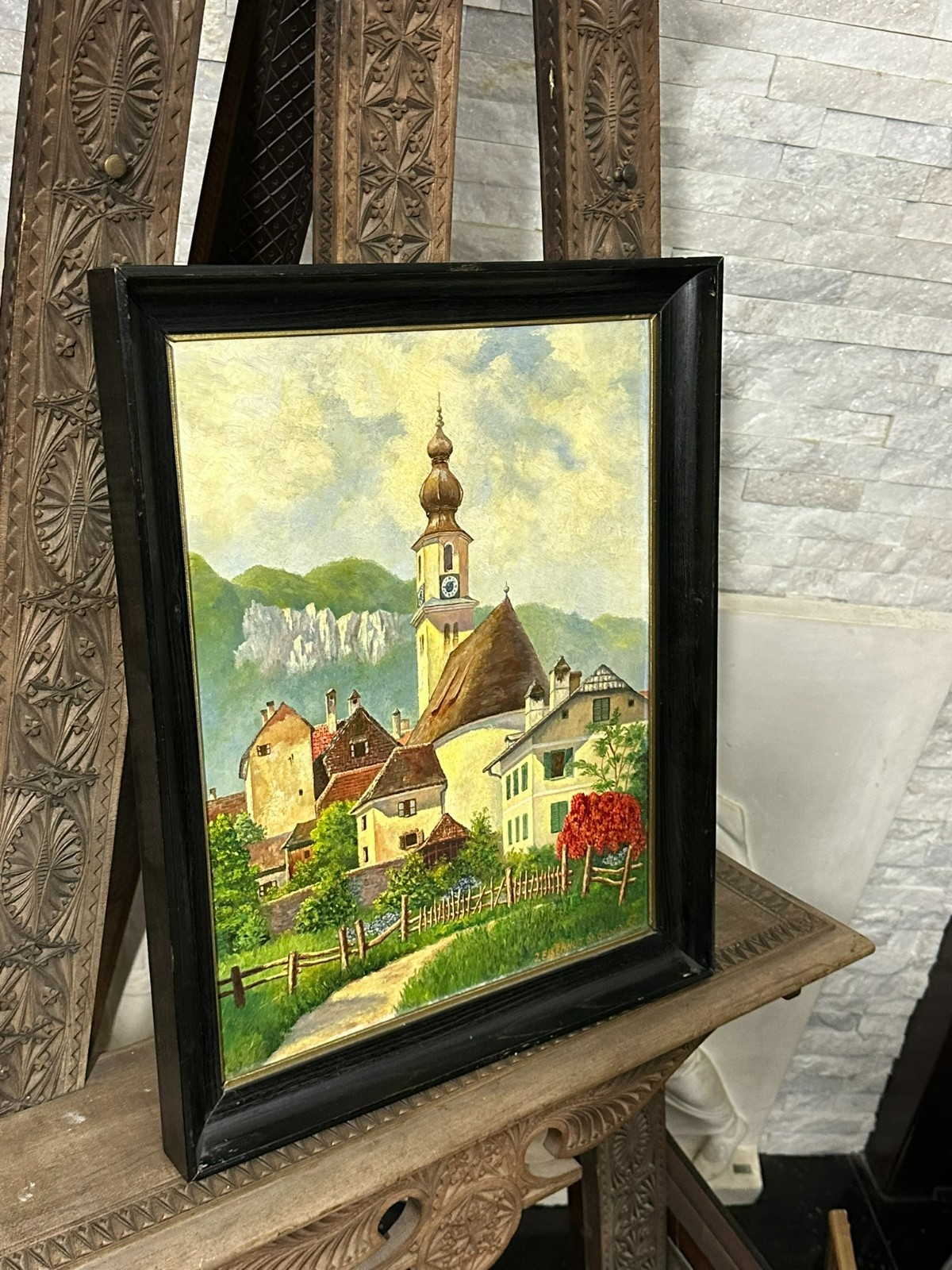 ÖLGEMÄLDE KIRCHE IN LANDSCHAFT ST GILGEN J. EISENHUT – Bild 8