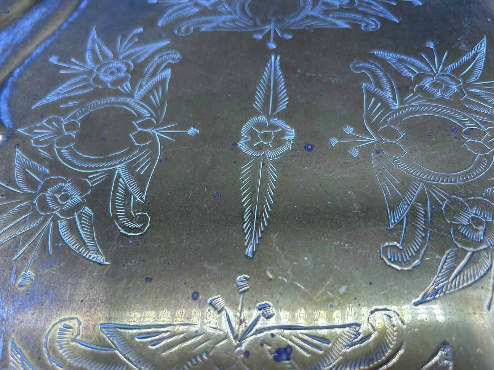 SERVIERTABLETT TABLETT 49x31cm METALL VERSILBERT HANDGRAVUREN – Bild 16