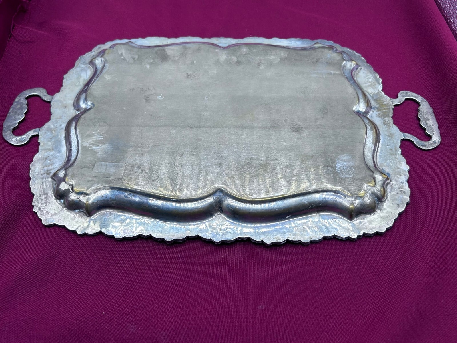 SERVIERTABLETT TABLETT 49x31cm METALL VERSILBERT HANDGRAVUREN – Bild 18