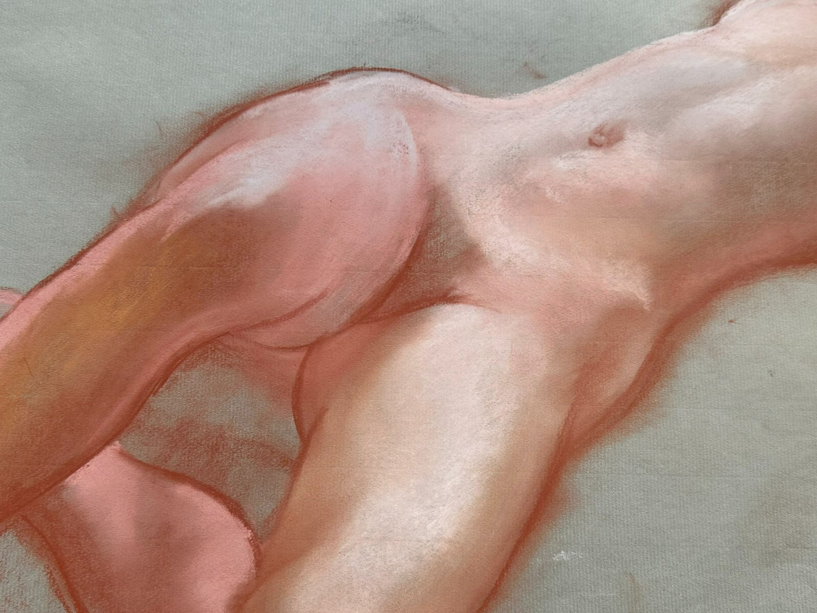 HERAUSRAGENDER LIEGENDER AKT EROTIK NACKTE FRAU KREIDE AUF PAPIER – Bild 9