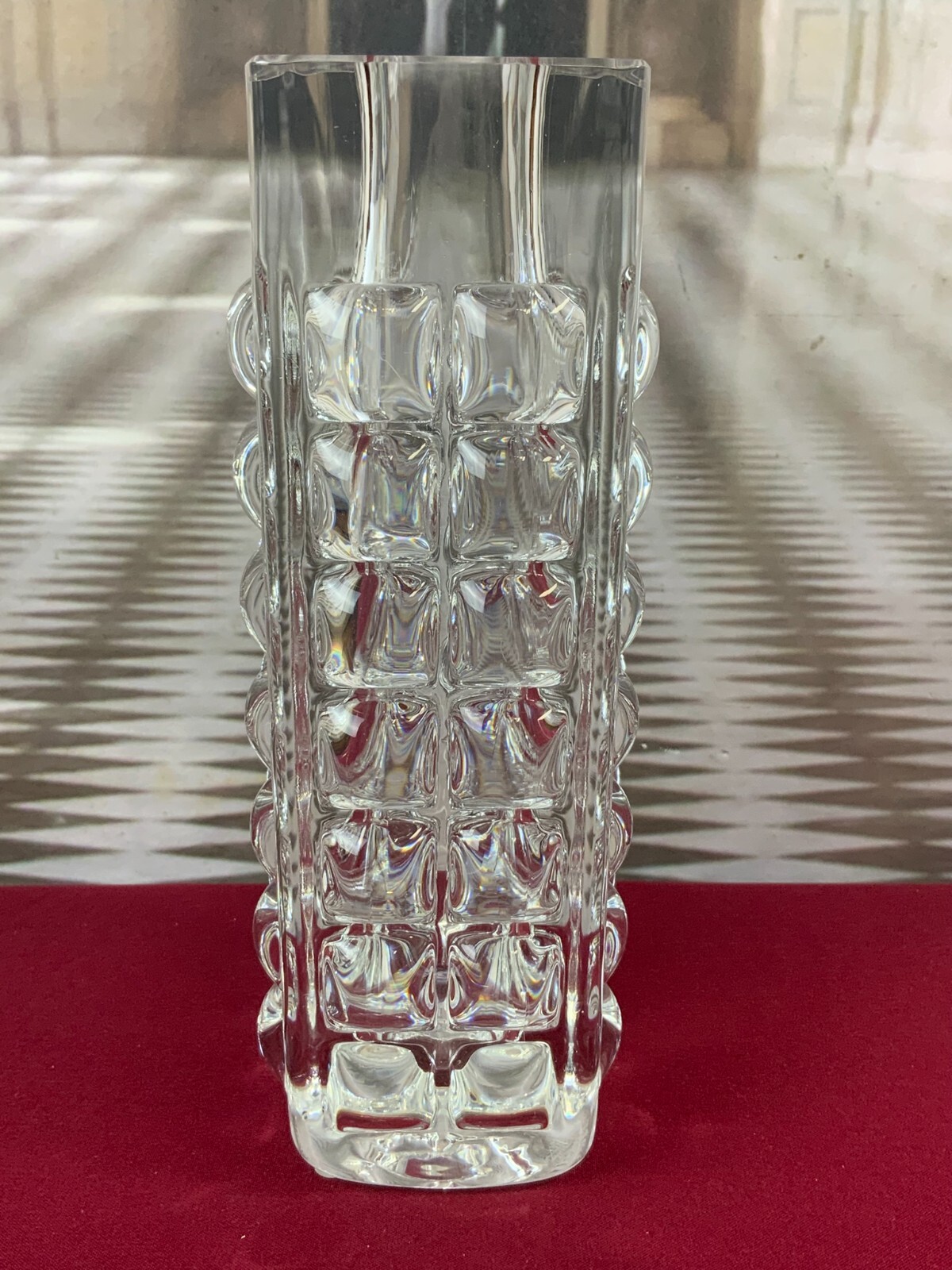 MASSIVE VASE AUS GLAS ICHENDORF BLOCKVASE 5kg 29cm HOCH NOPPEN OP ART – Bild 3