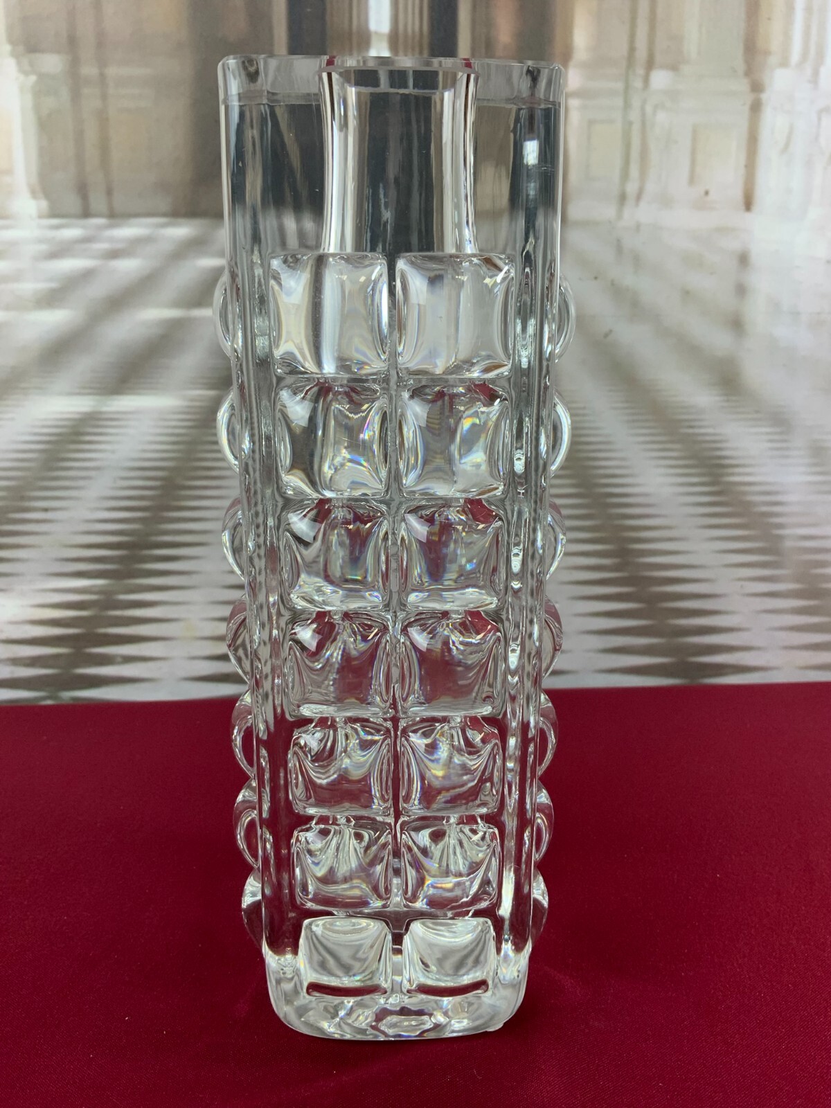 MASSIVE VASE AUS GLAS ICHENDORF BLOCKVASE 5kg 29cm HOCH NOPPEN OP ART – Bild 5