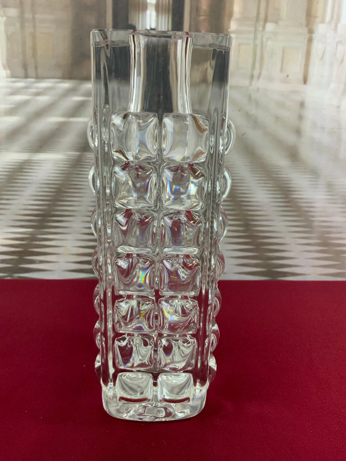 MASSIVE VASE AUS GLAS ICHENDORF BLOCKVASE 5kg 29cm HOCH NOPPEN OP ART – Bild 6