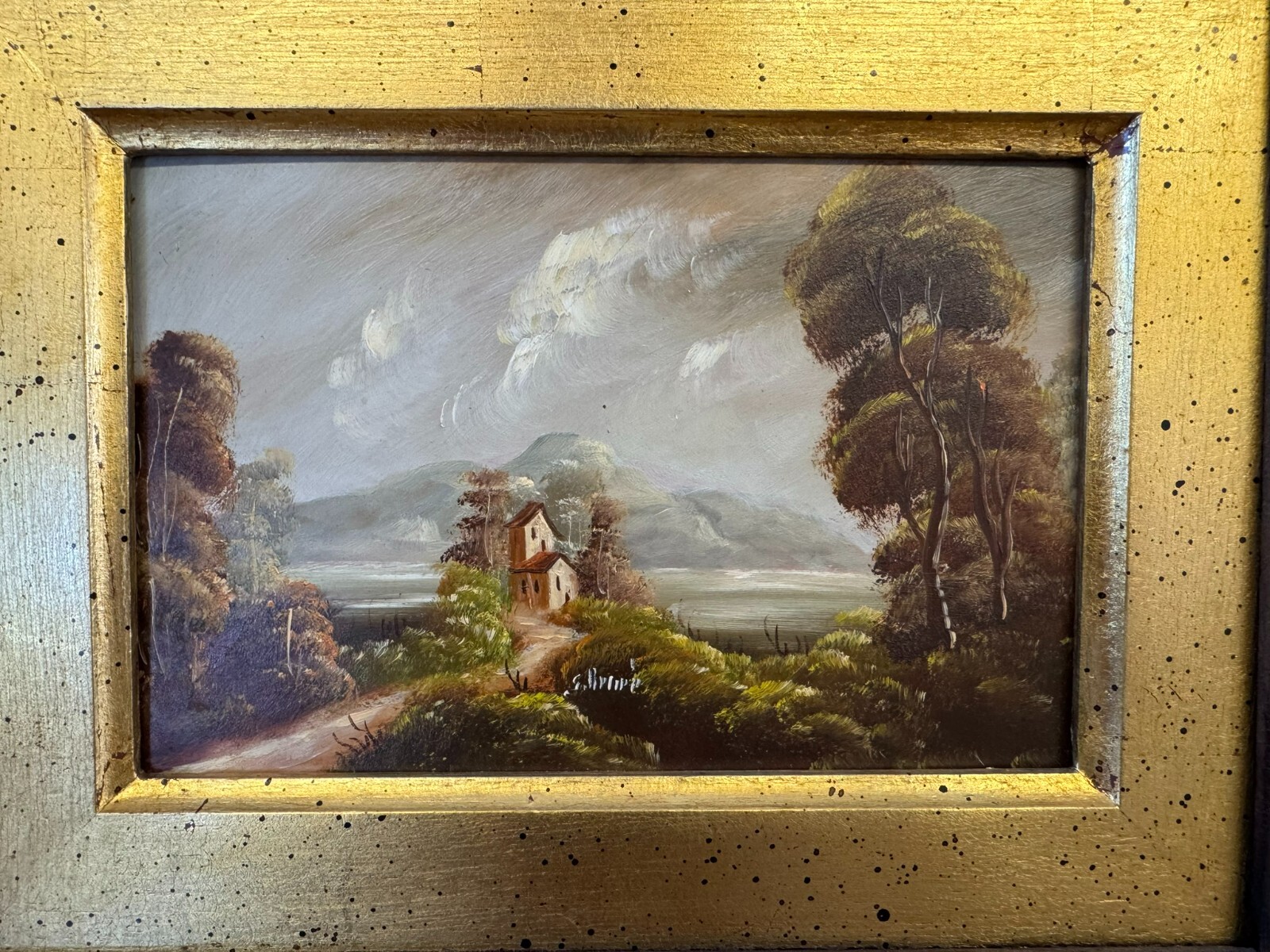 ÖLGEMÄLDE ROMATISCHE LANDSCHAFT SIGNIERT GEMÄLDE GERAHMT – Bild 3