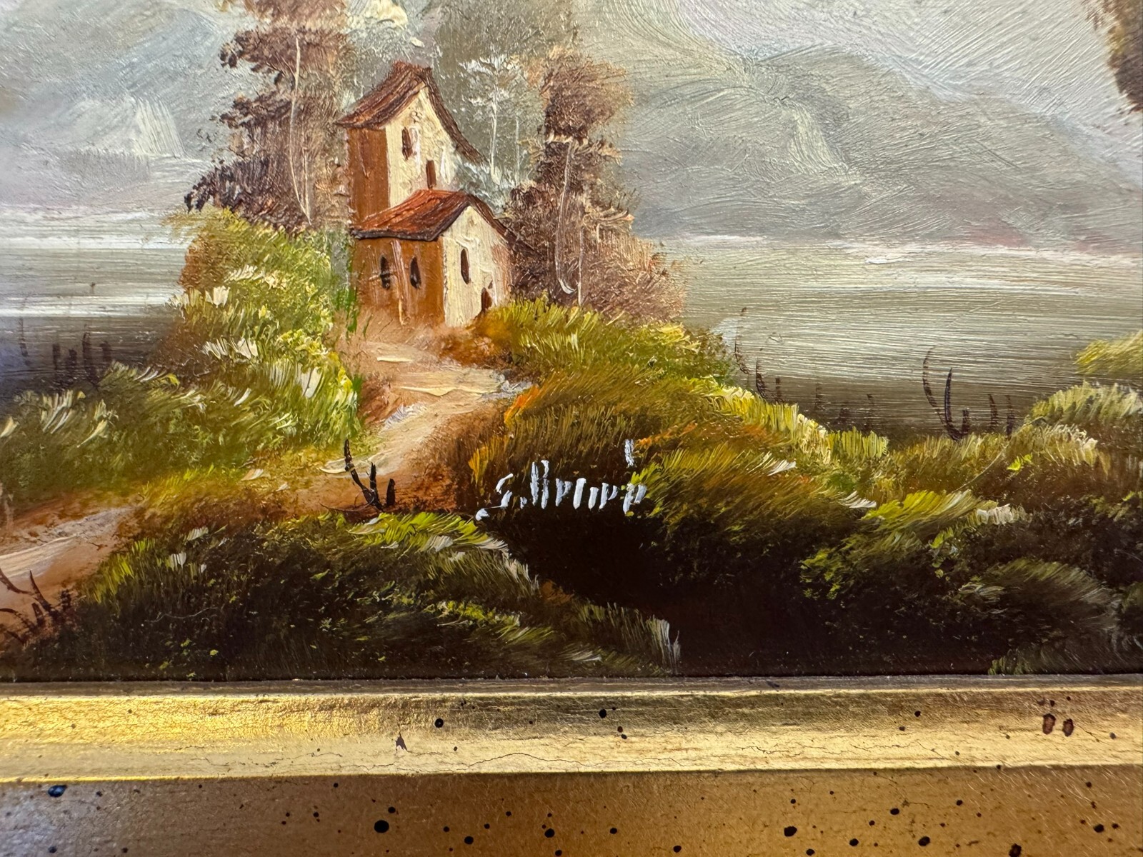 ÖLGEMÄLDE ROMATISCHE LANDSCHAFT SIGNIERT GEMÄLDE GERAHMT – Bild 9