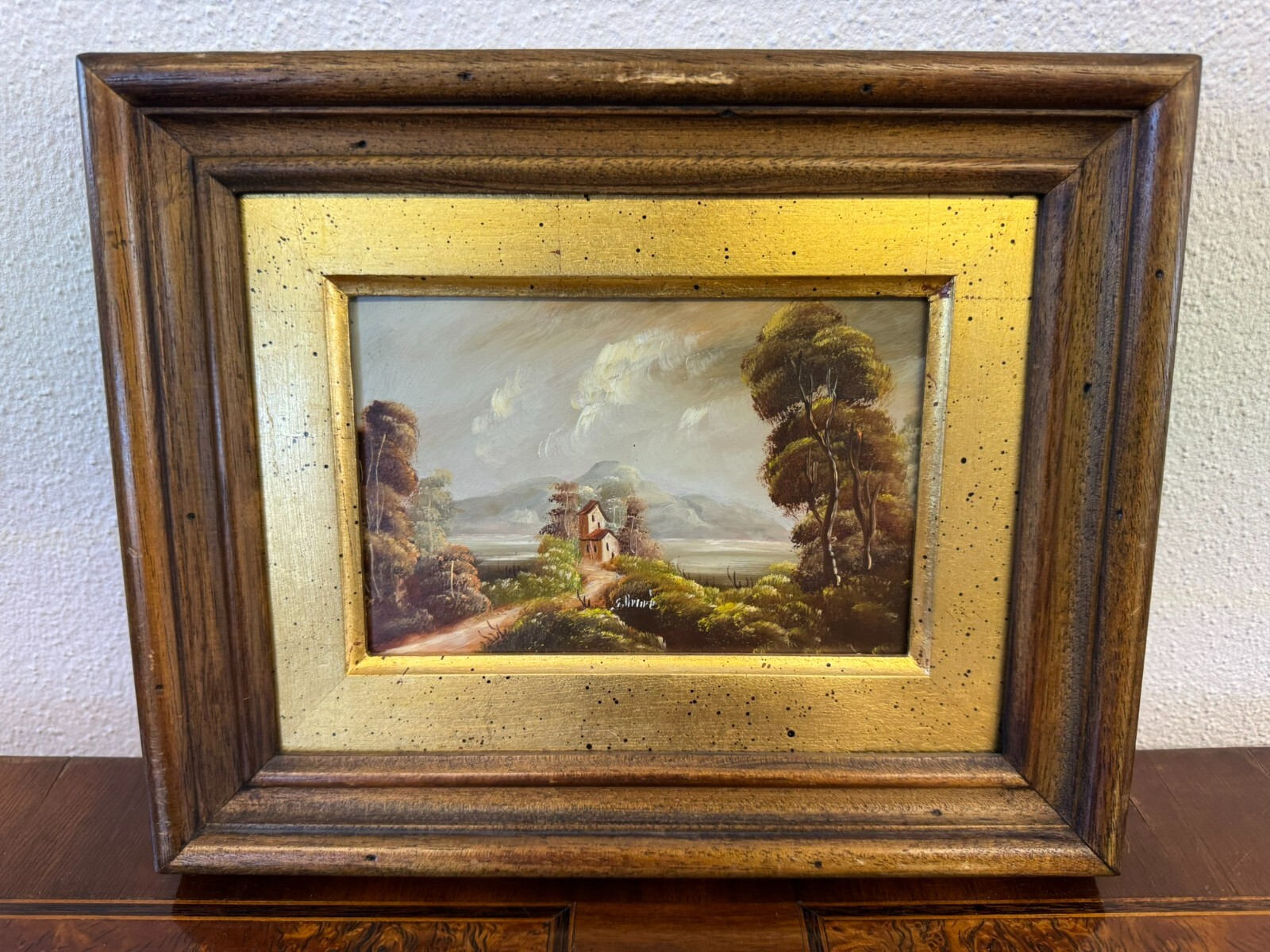 ÖLGEMÄLDE ROMATISCHE LANDSCHAFT SIGNIERT GEMÄLDE GERAHMT