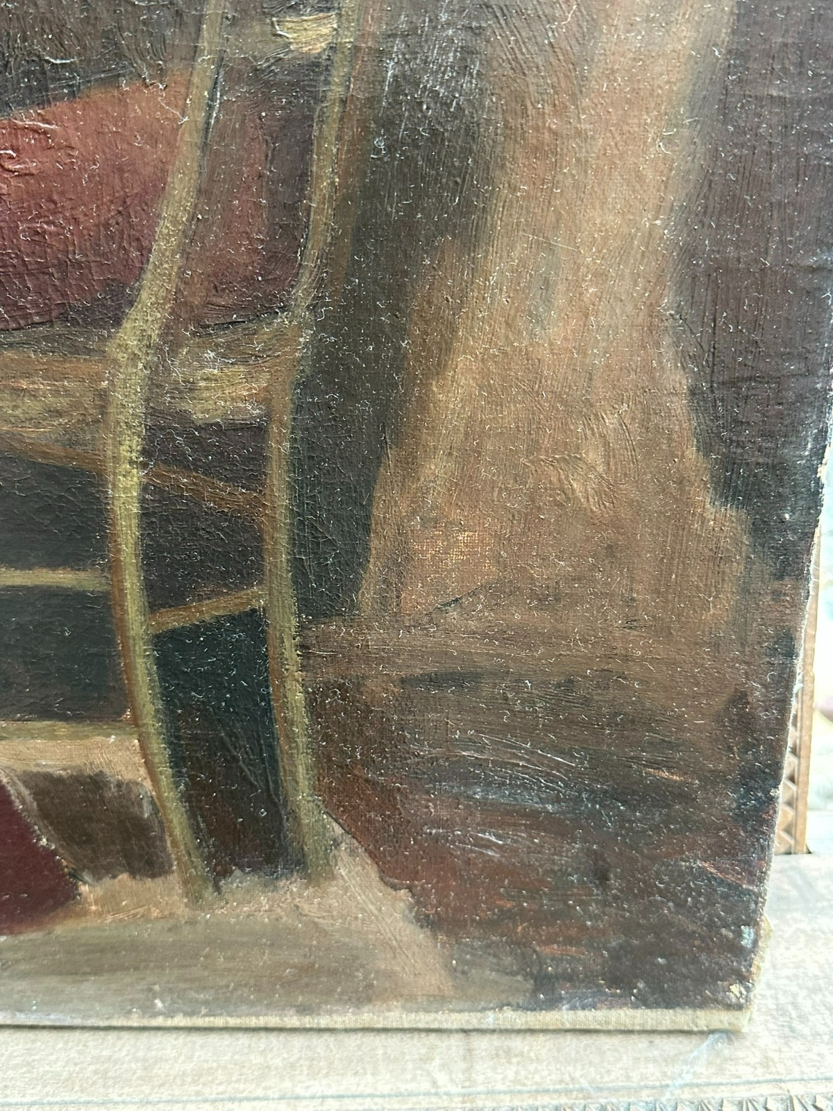 ALTES ÖLGEMÄLDE SITZENDE FRAU – Bild 6