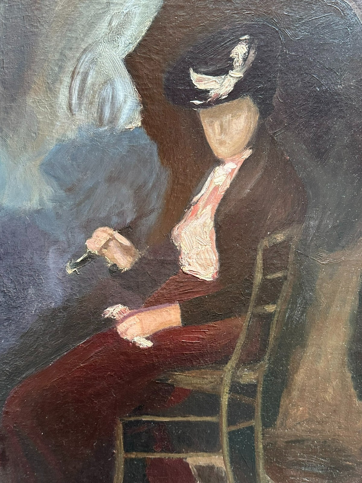 ALTES ÖLGEMÄLDE SITZENDE FRAU
