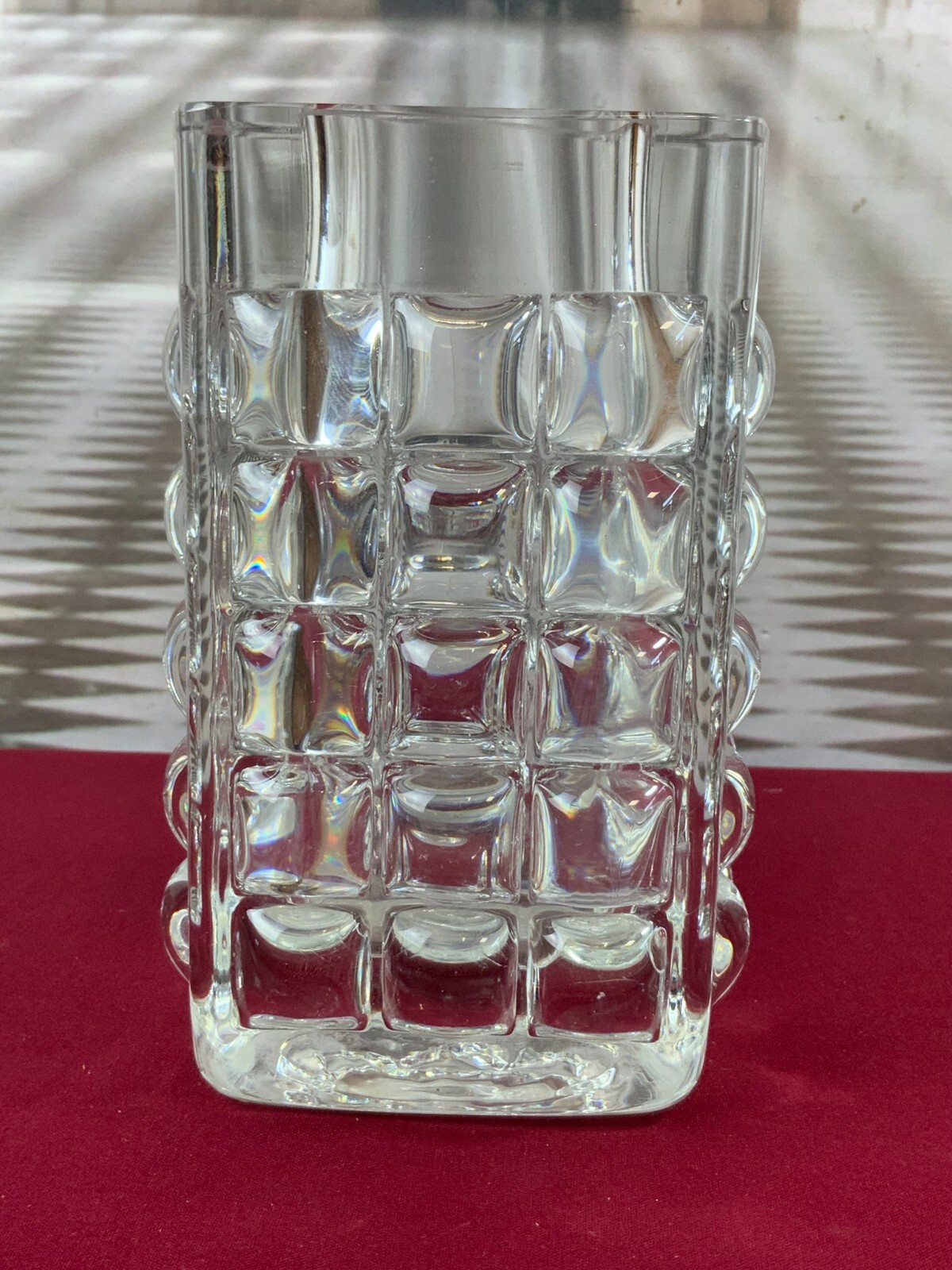 MASSIVE VASE AUS GLAS ICHENDORF BLOCKVASE 5kg 22cm HOCH NOPPEN OP ART – Bild 3
