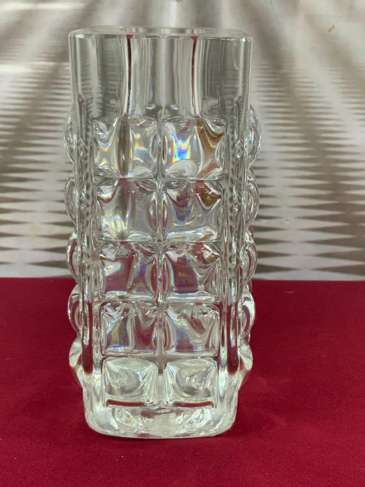 MASSIVE VASE AUS GLAS ICHENDORF BLOCKVASE 5kg 22cm HOCH NOPPEN OP ART – Bild 5