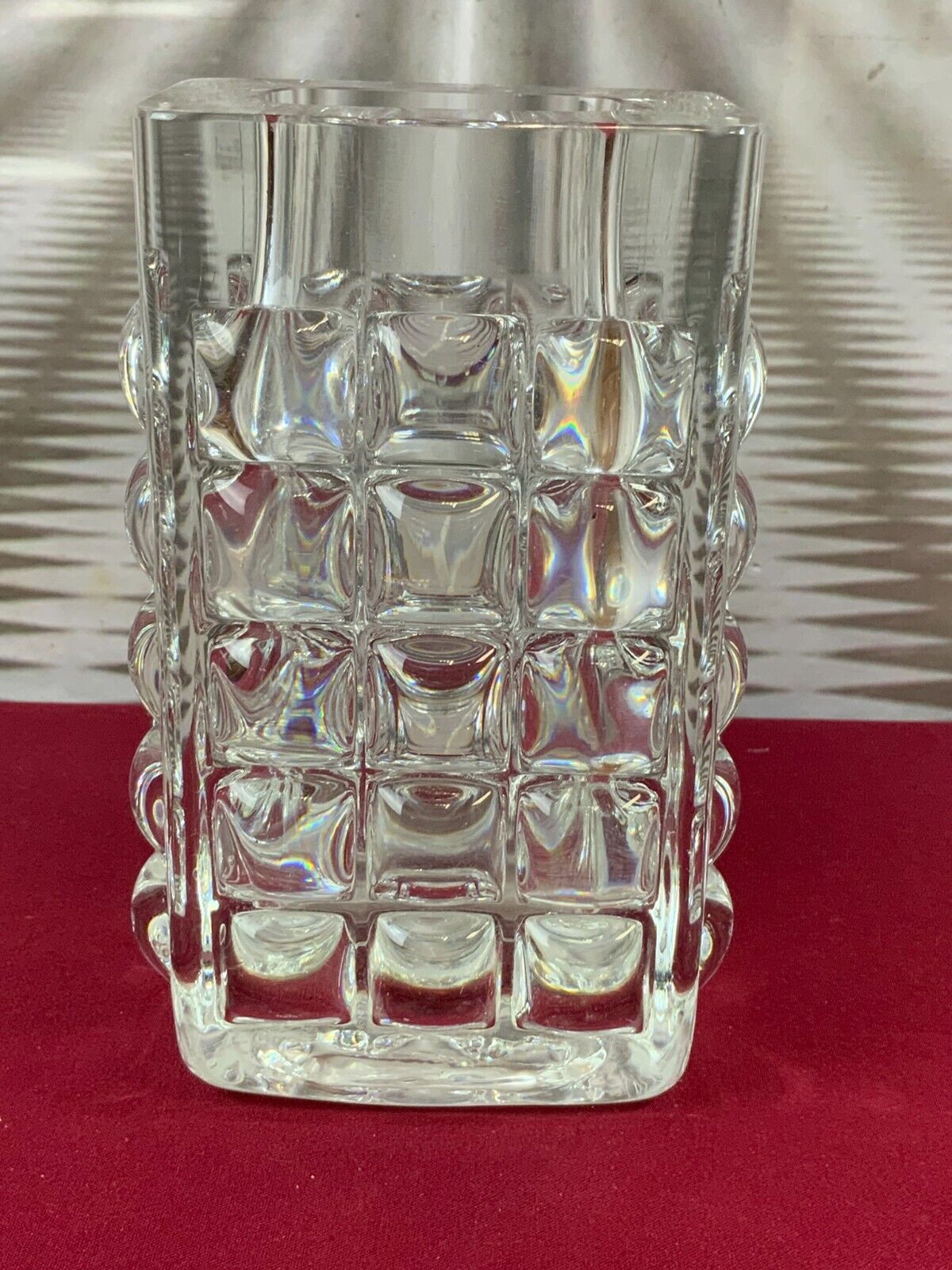 MASSIVE VASE AUS GLAS ICHENDORF BLOCKVASE 5kg 22cm HOCH NOPPEN OP ART – Bild 6