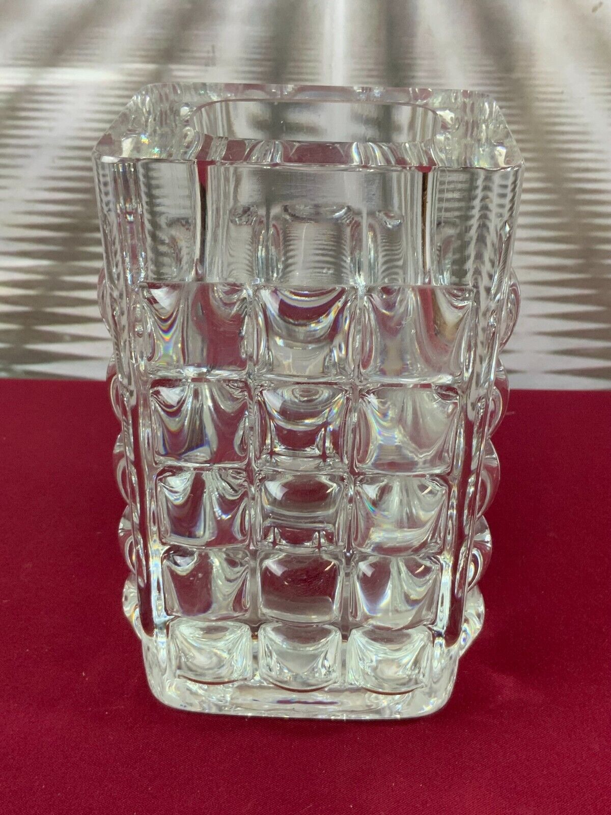MASSIVE VASE AUS GLAS ICHENDORF BLOCKVASE 5kg 22cm HOCH NOPPEN OP ART