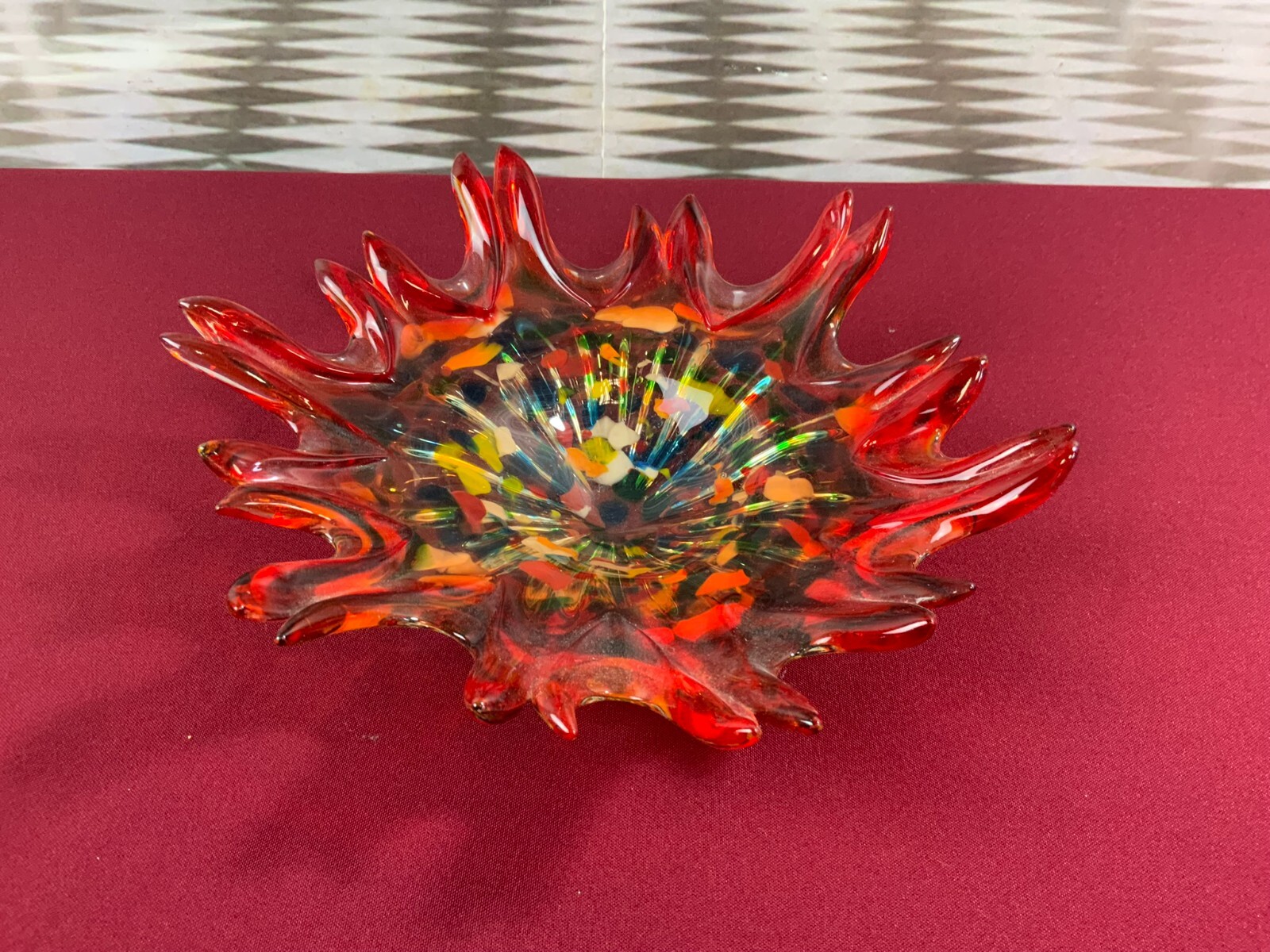 GROSSE SCHALE AUS GLAS HANDARBEIT KÜNSTLERGLAS 1,1kg 27cm DURCHMESSER – Bild 4