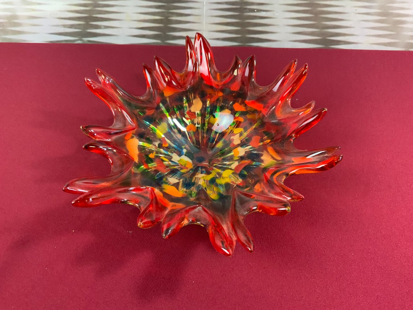 GROSSE SCHALE AUS GLAS HANDARBEIT KÜNSTLERGLAS 1,1kg 27cm DURCHMESSER – Bild 5