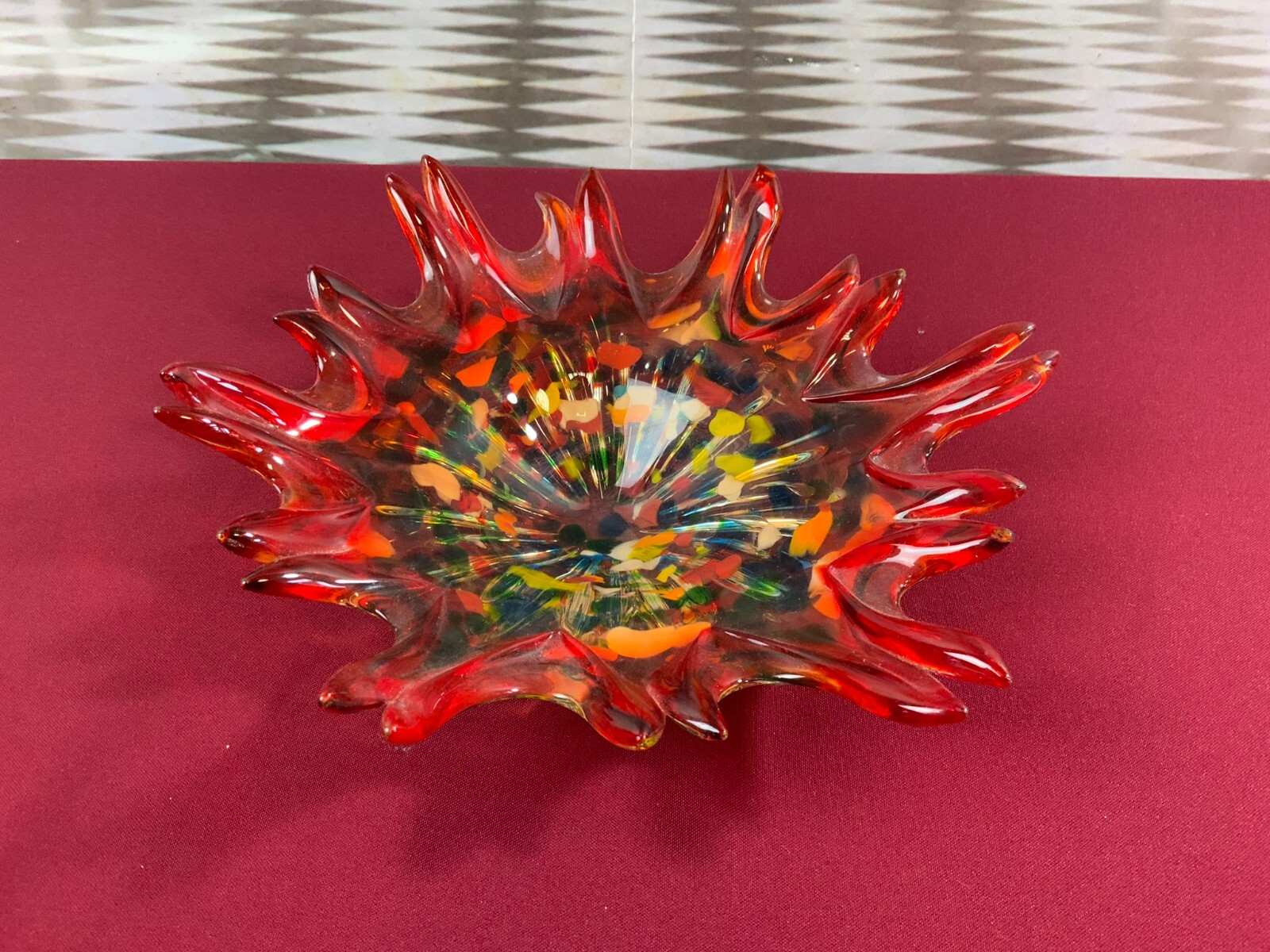 GROSSE SCHALE AUS GLAS HANDARBEIT KÜNSTLERGLAS 1,1kg 27cm DURCHMESSER – Bild 6