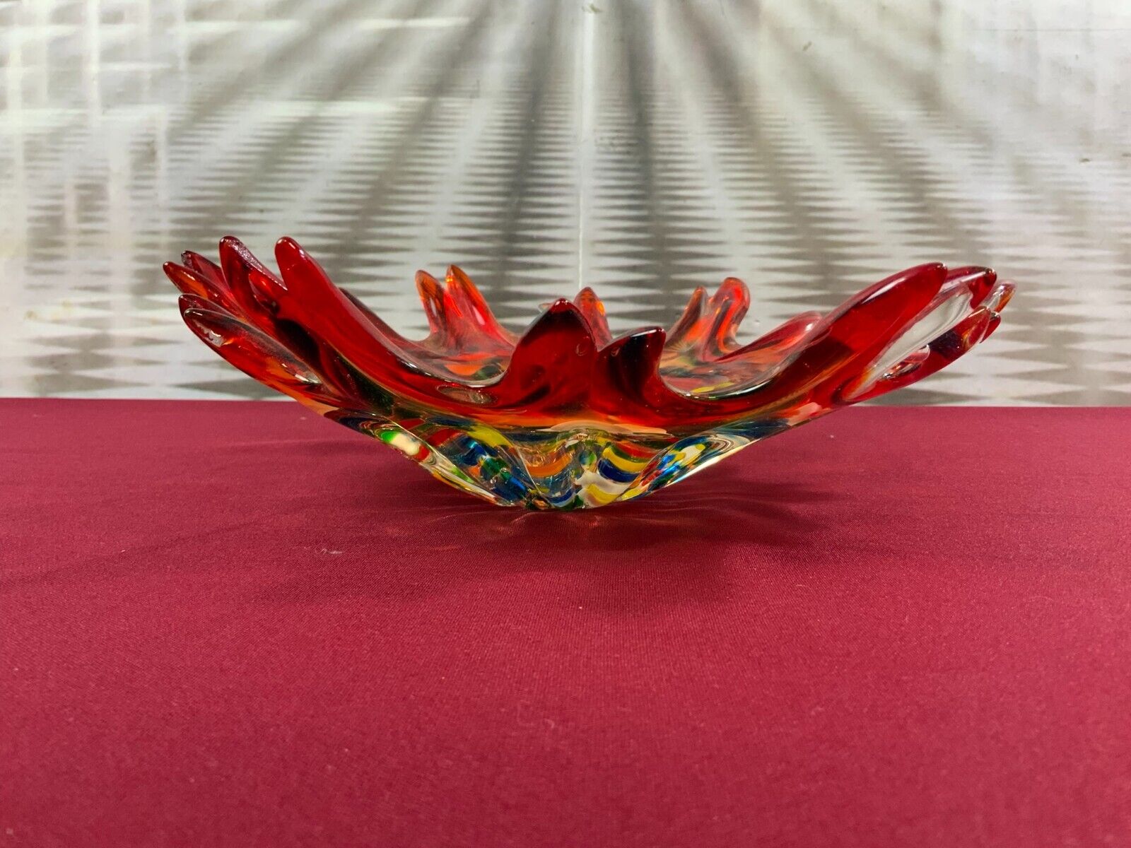 GROSSE SCHALE AUS GLAS HANDARBEIT KÜNSTLERGLAS 1,1kg 27cm DURCHMESSER – Bild 7
