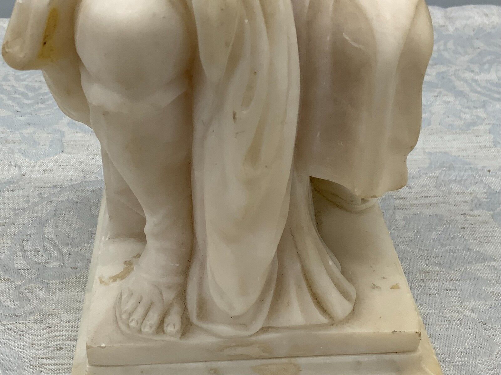 ANTIKE ALABASTER SKULPTUR 19 TES JHDT DER GEHÖRNTE MOSES NACH MICHELANGELO 30cm – Bild 11