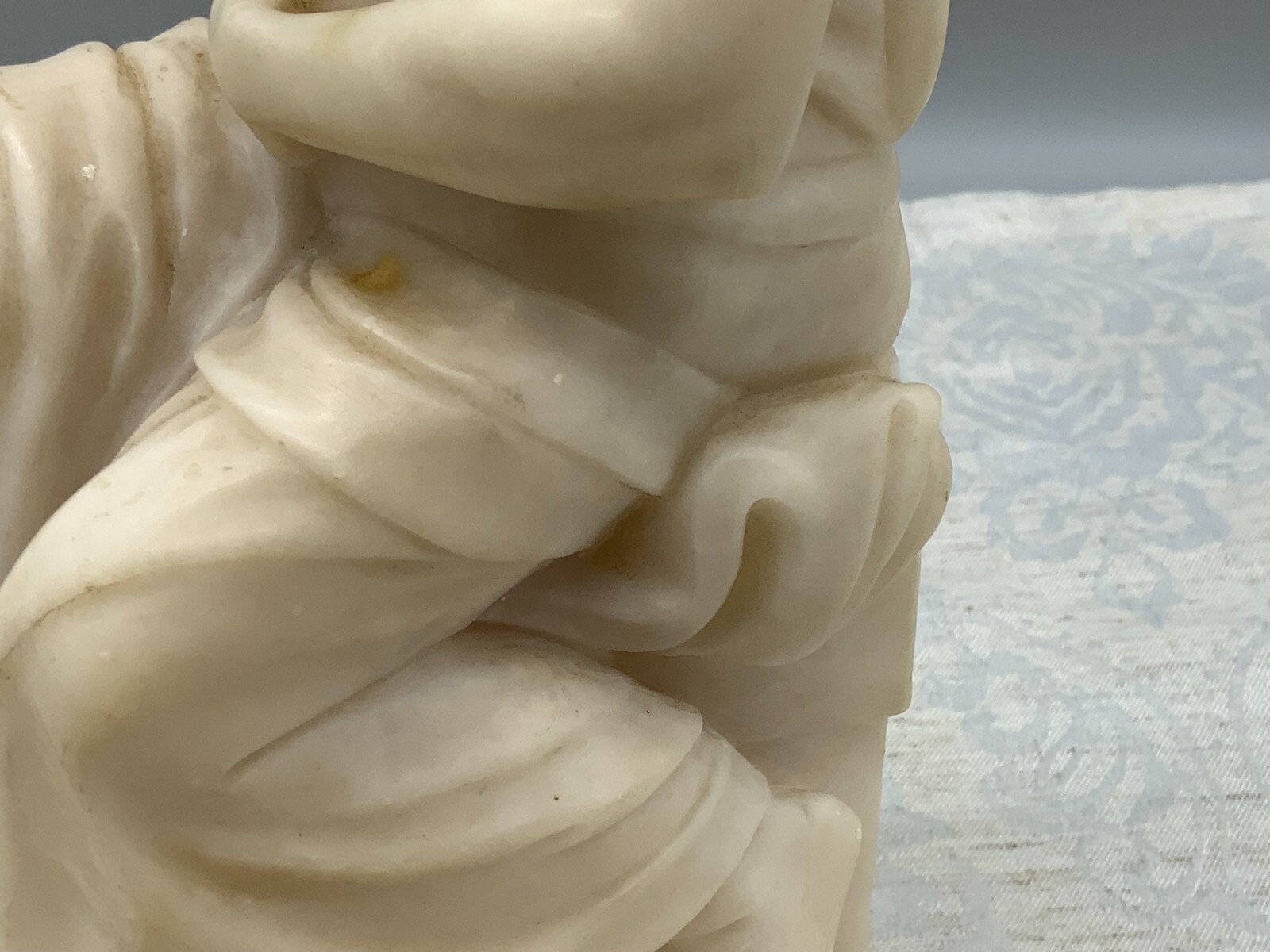 ANTIKE ALABASTER SKULPTUR 19 TES JHDT DER GEHÖRNTE MOSES NACH MICHELANGELO 30cm – Bild 15