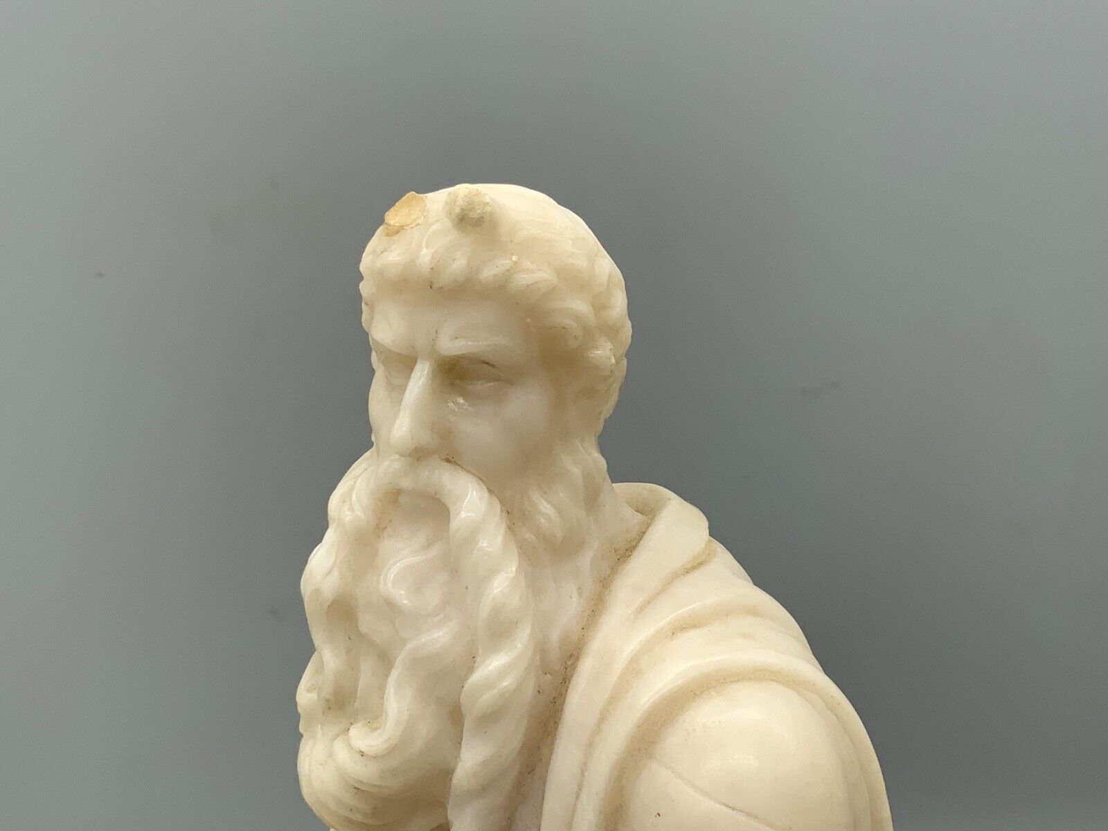 ANTIKE ALABASTER SKULPTUR 19 TES JHDT DER GEHÖRNTE MOSES NACH MICHELANGELO 30cm – Bild 16