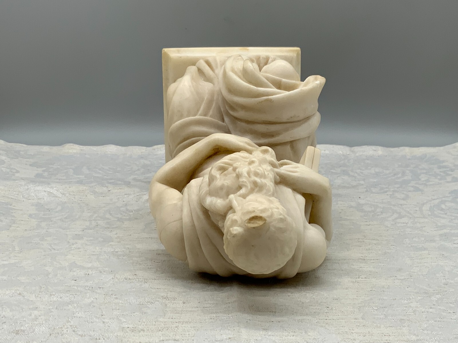 ANTIKE ALABASTER SKULPTUR 19 TES JHDT DER GEHÖRNTE MOSES NACH MICHELANGELO 30cm – Bild 17