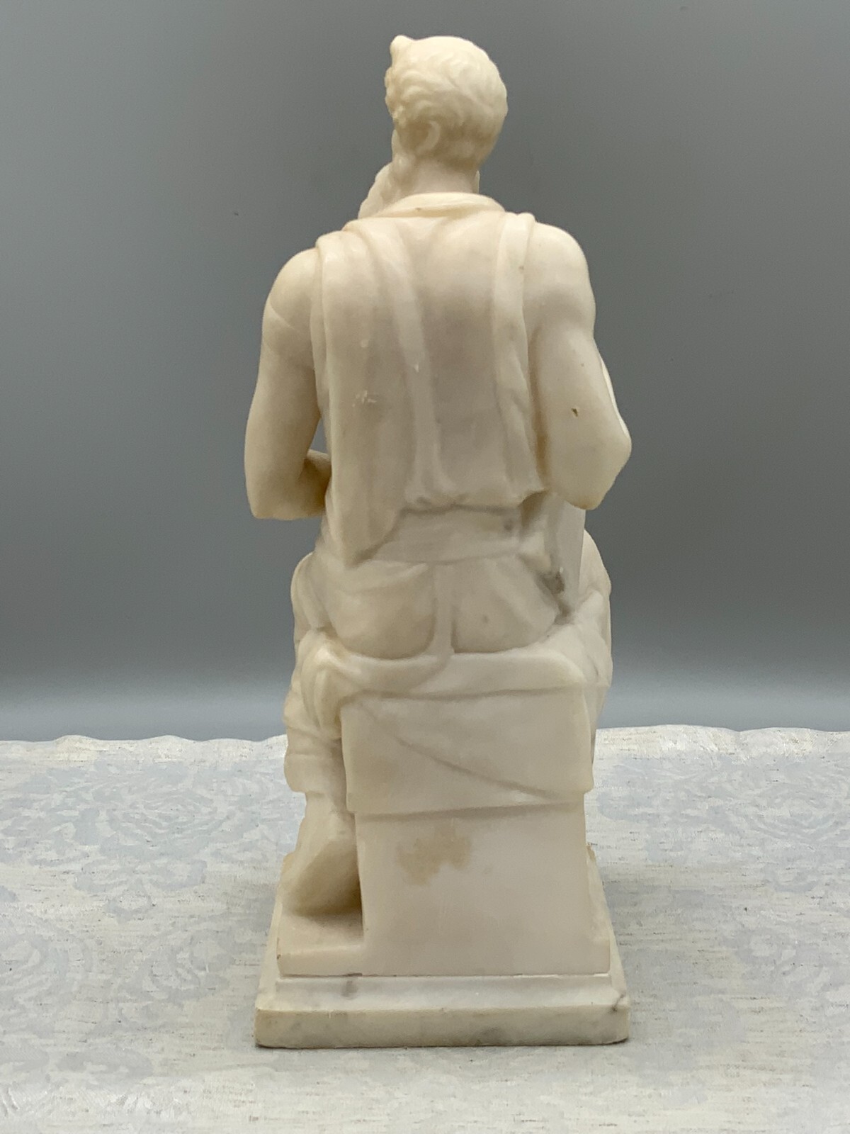 ANTIKE ALABASTER SKULPTUR 19 TES JHDT DER GEHÖRNTE MOSES NACH MICHELANGELO 30cm – Bild 4